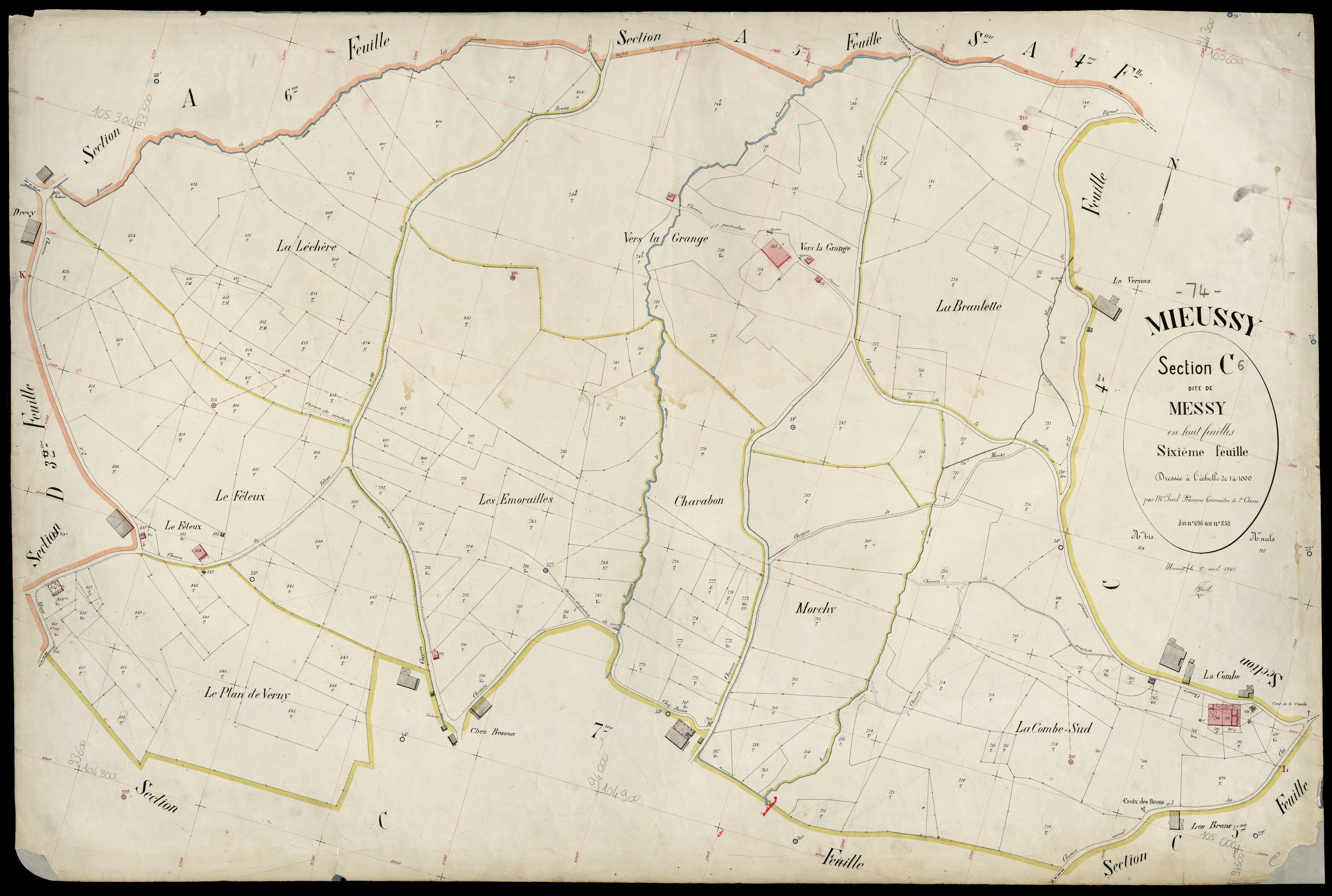 3 P 3 6087 - Feuille n° 7, parcelles n° 89 à 1092 - 1er avril 1903