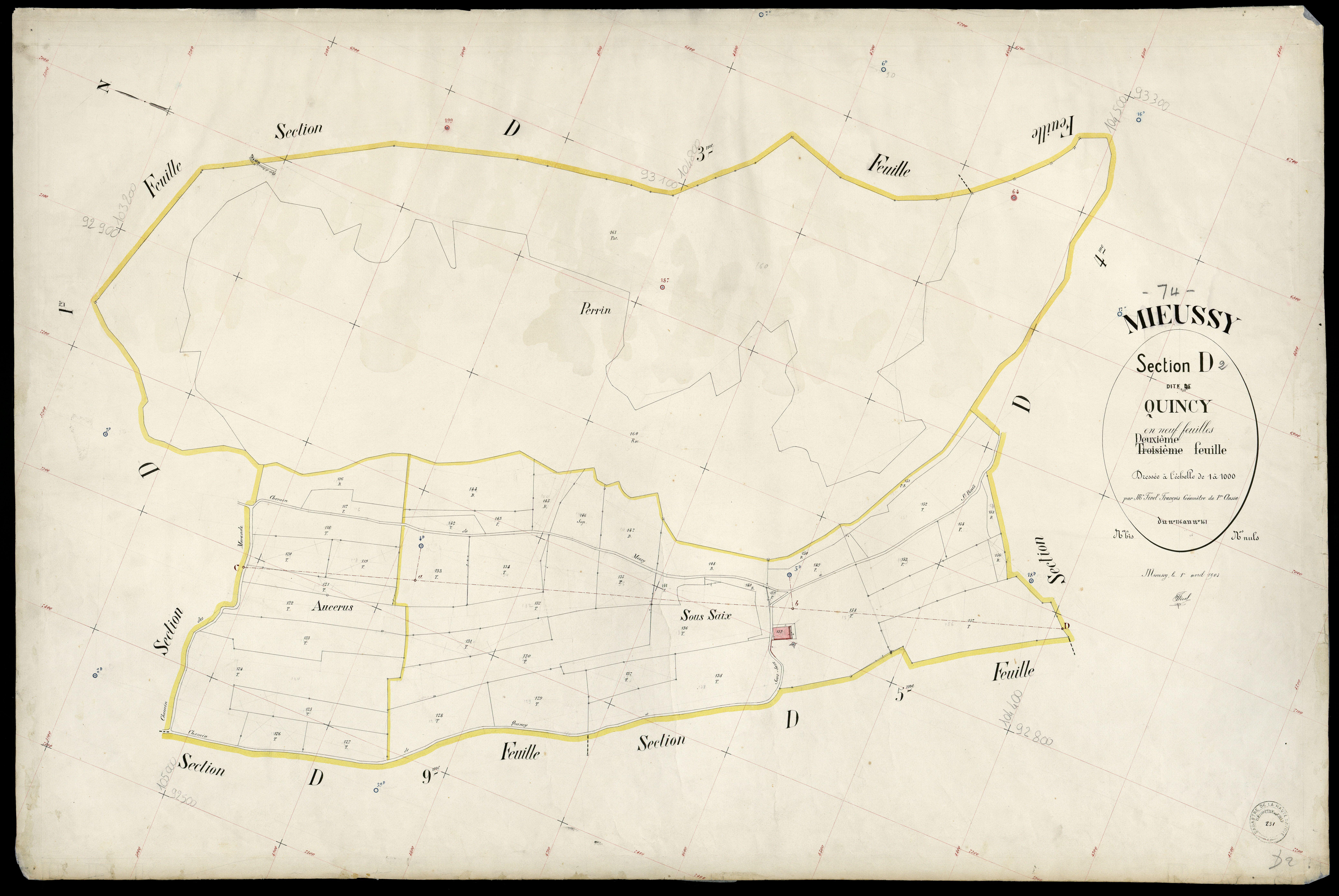 3 P 3 6091 - Feuille n° 3, parcelles n° 162 à 268 - 1er avril 1903