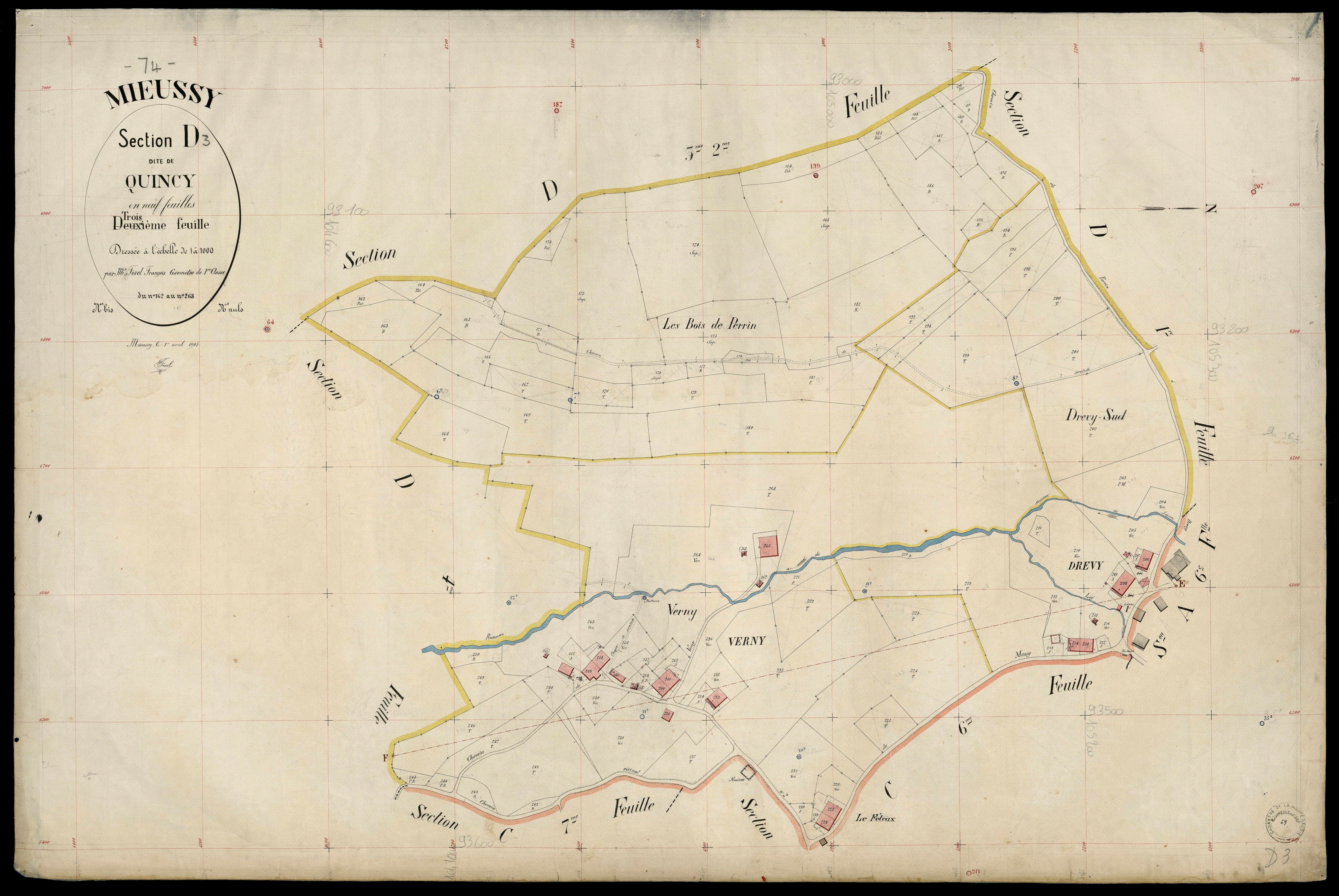 3 P 3 6092 - Feuille n° 4, parcelles n° 269 à 408 - 1er avril 1903