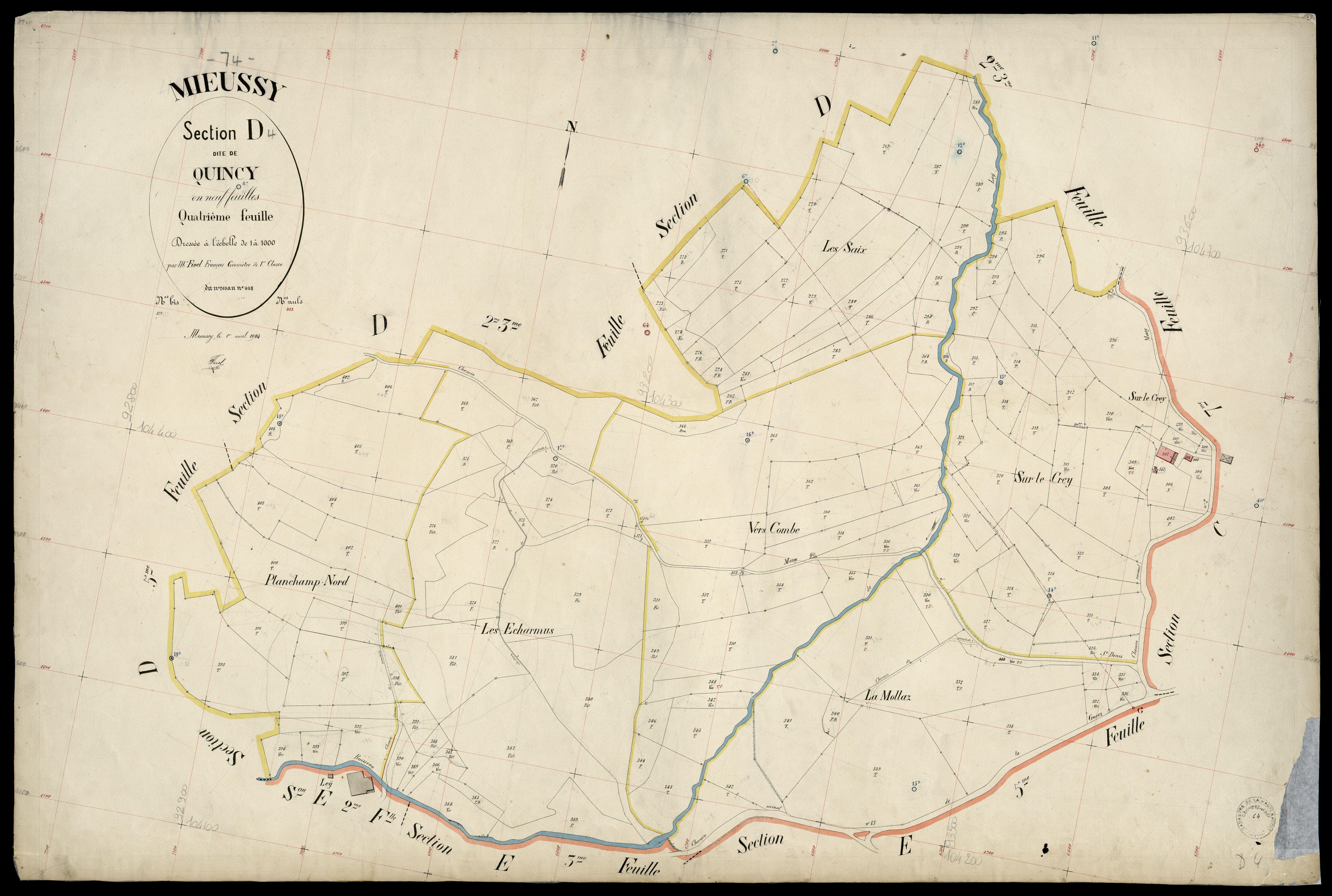 3 P 3 6093 - Feuille n° , parcelles n° 409 à 94 - 1er avril 1903