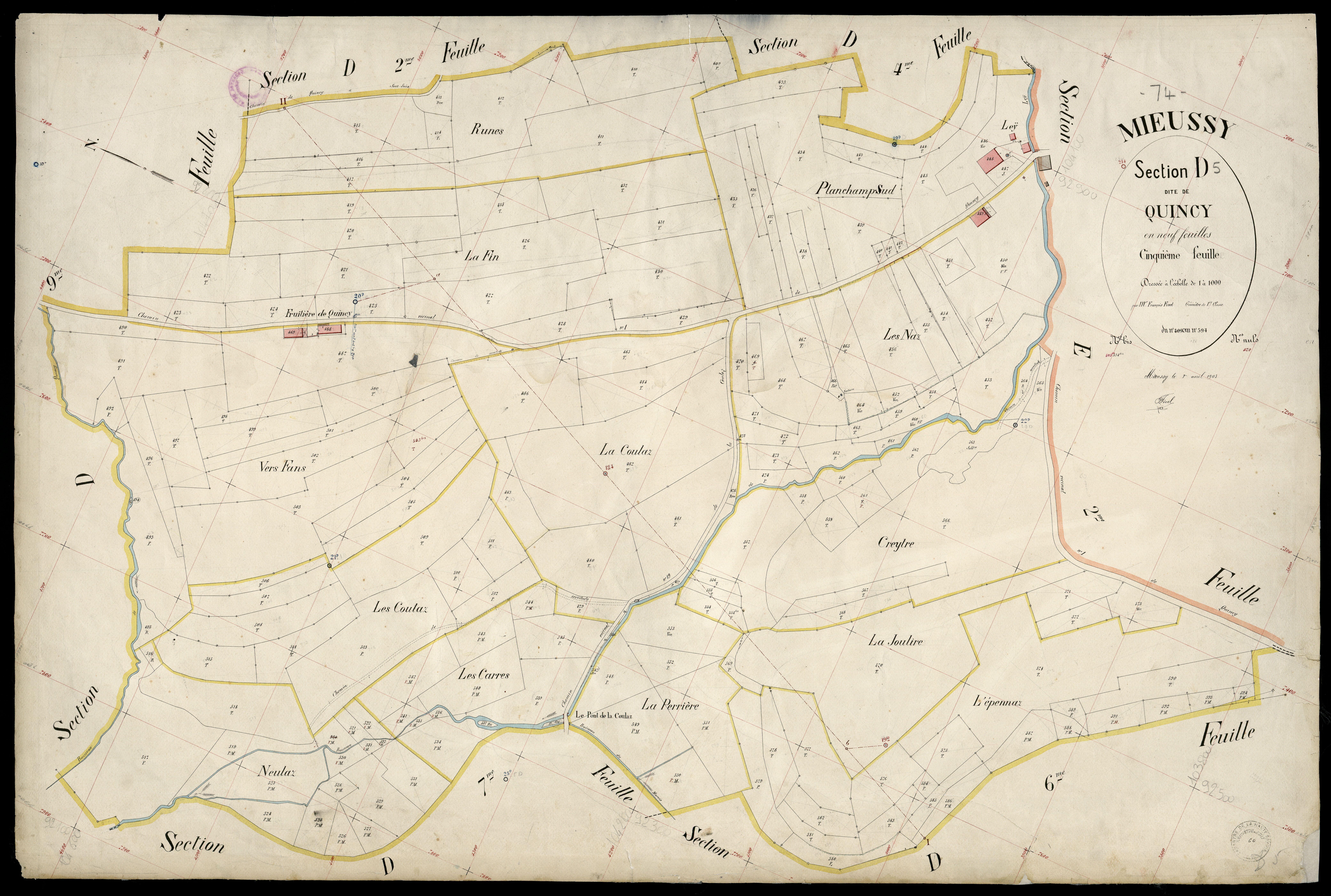 3 P 3 6094 - Feuille n° 6, parcelles n° 9 à 69 - 1er avril 1903