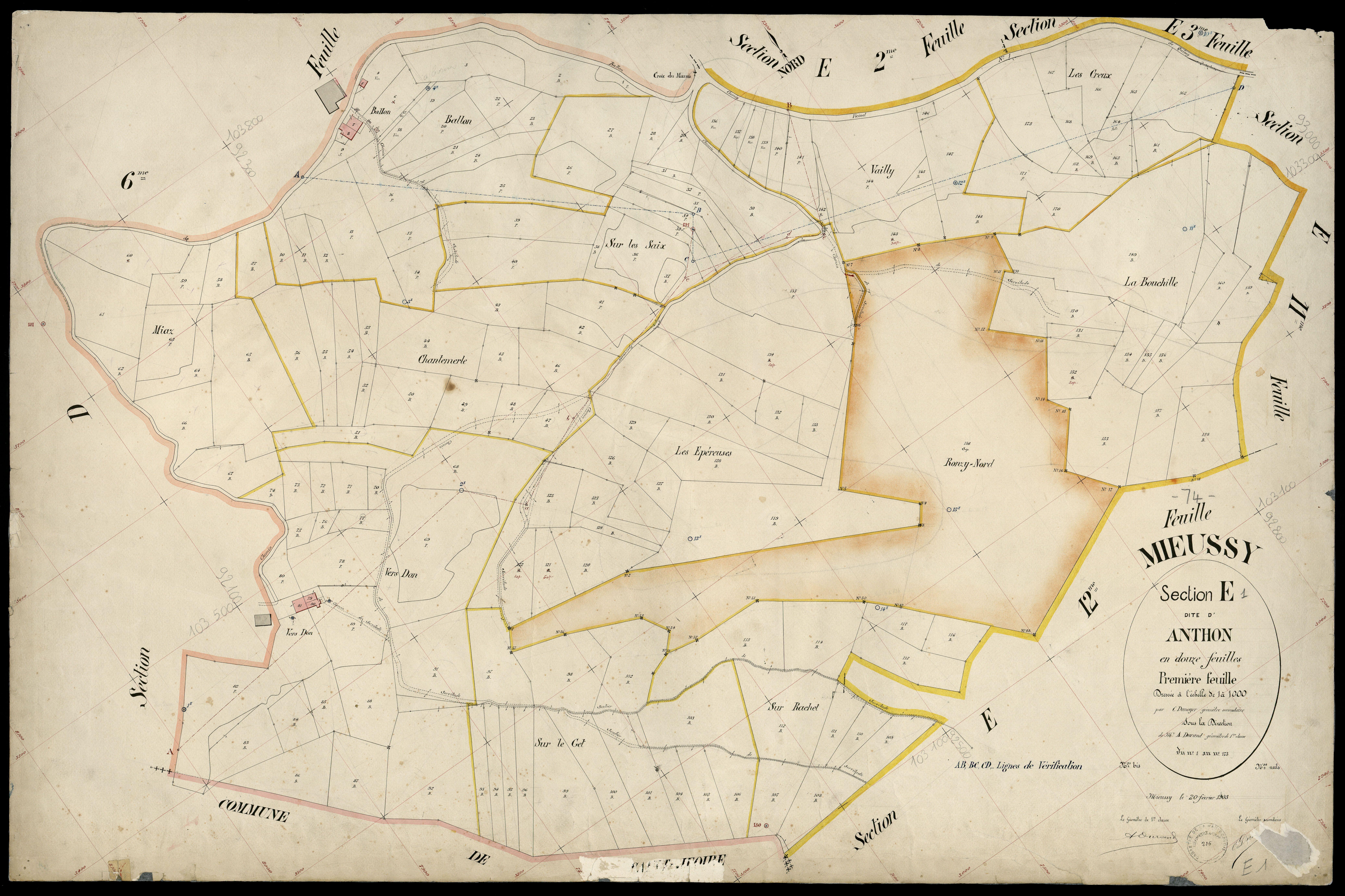 3 P 3 6099 - Feuille n° 2, parcelles n° 174 à 32 - 20 février 1903