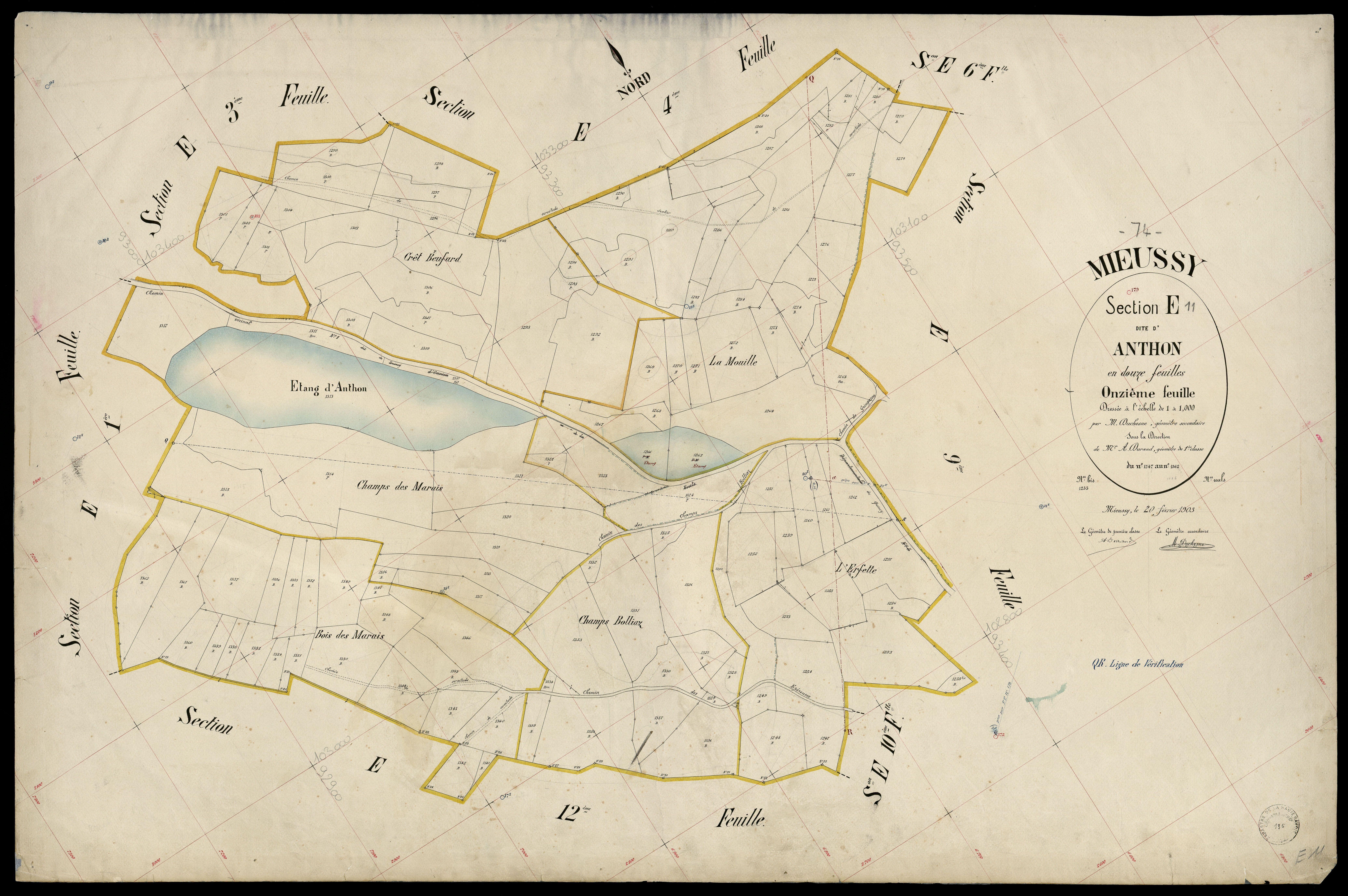 3 P 3 6109 - Feuille n° 12, parcelles n° 1363 à 1371 - 20 février 1903