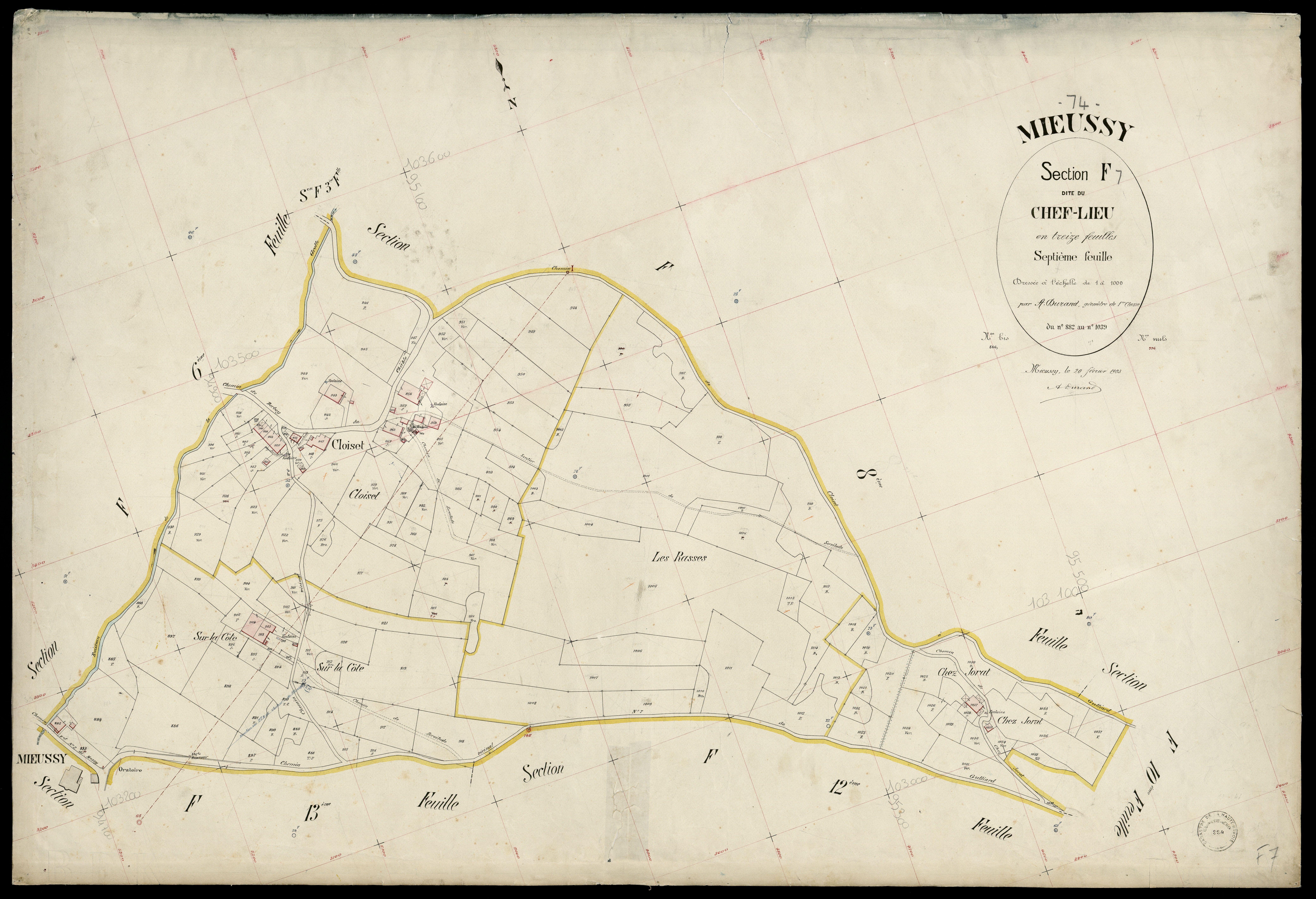 3 P 3 6117 - Feuille n° 8, parcelles n° 1040 à 1049 - 20 février 1903