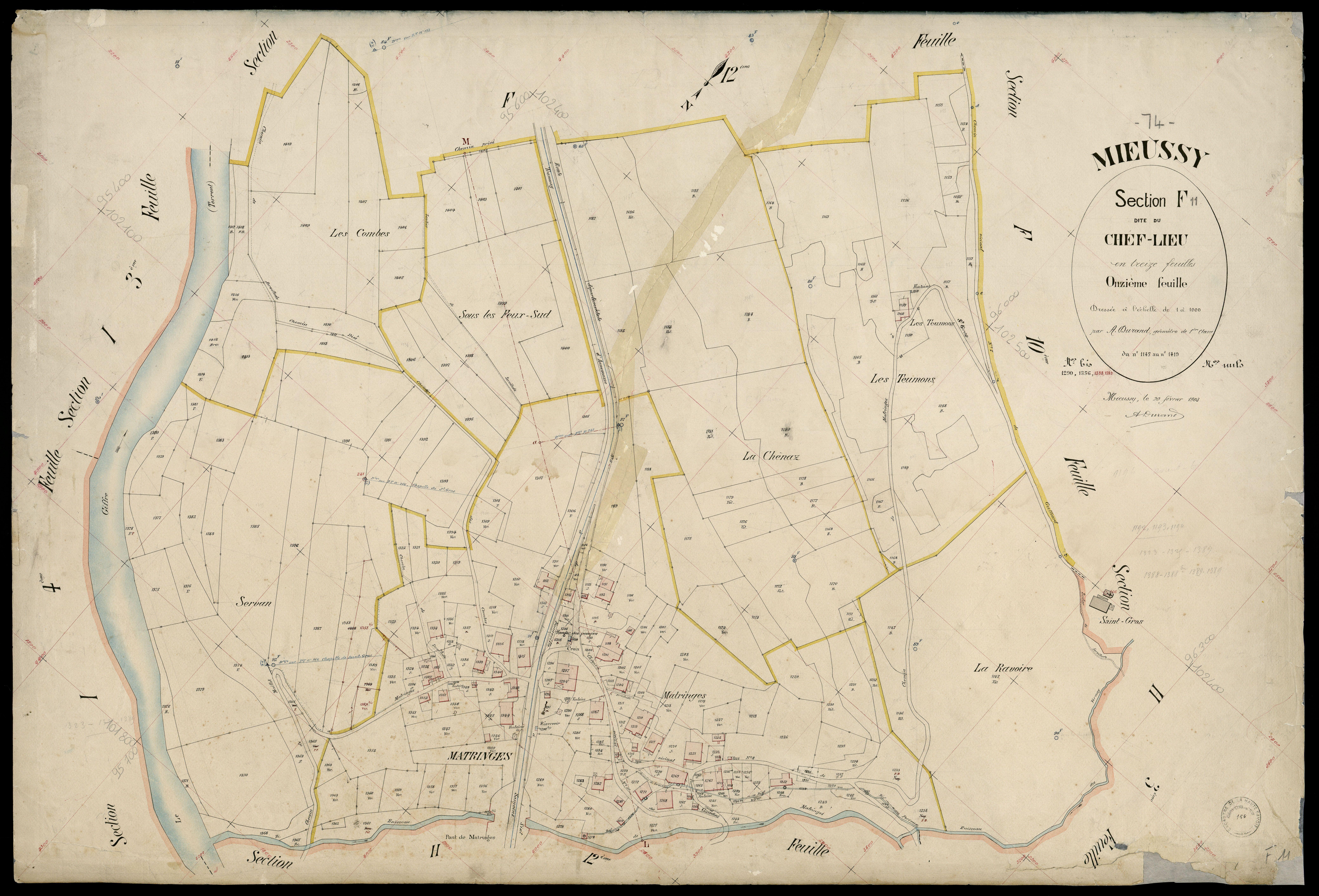 3 P 3 6121 - Feuille n° 12, parcelles n° 1420 à 1604 - 20 février 1903