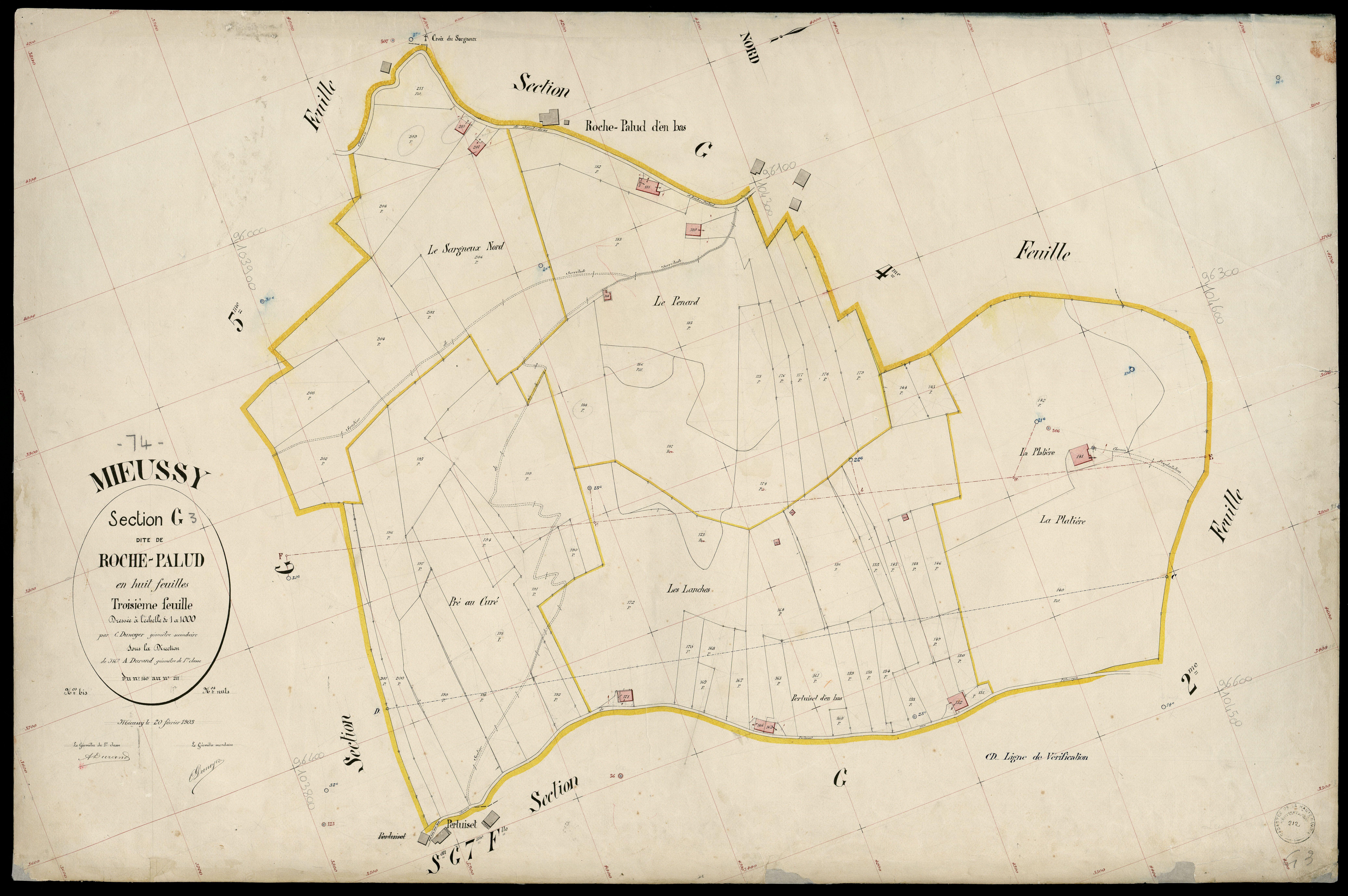 3 P 3 6126 - Feuille n° 4, parcelles n° 212 à 297 - 20 février 1903