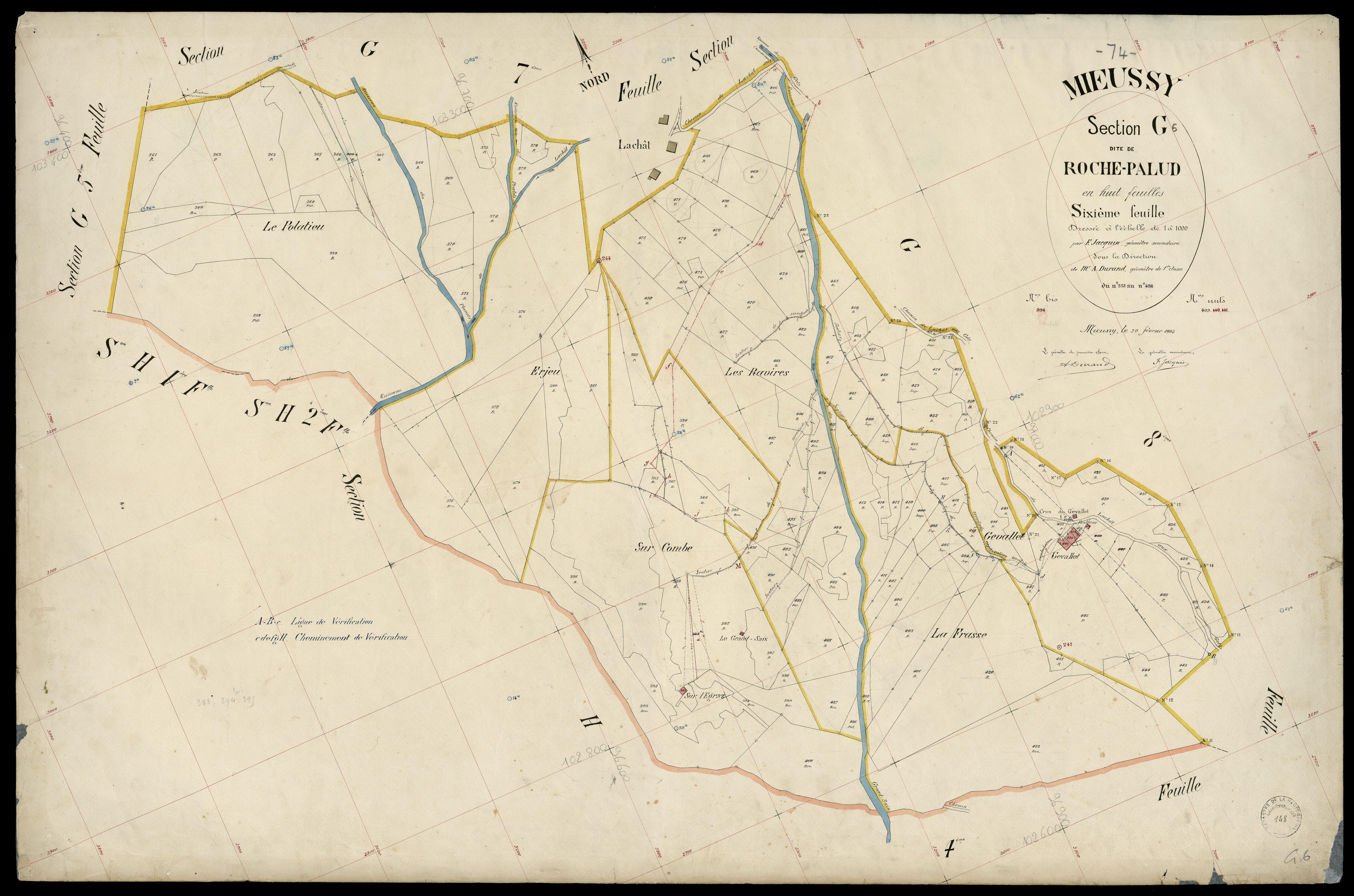 3 P 3 6130 - Feuille n° 8, parcelles n° 613 à 686 - 20 février 1903