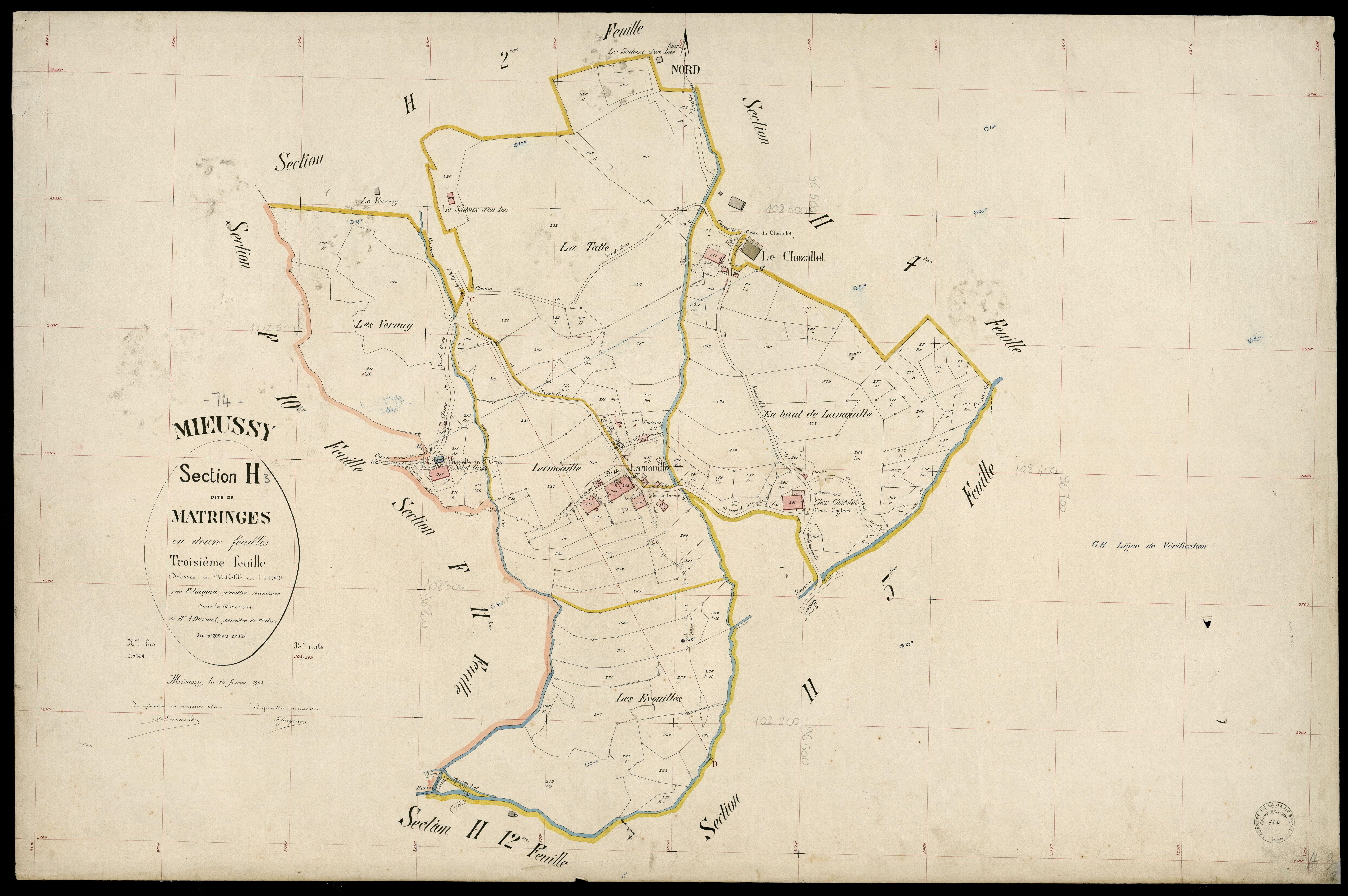 3 P 3 6134 - Feuille n° 4, parcelles n° 334 à 473 - 20 février 1903