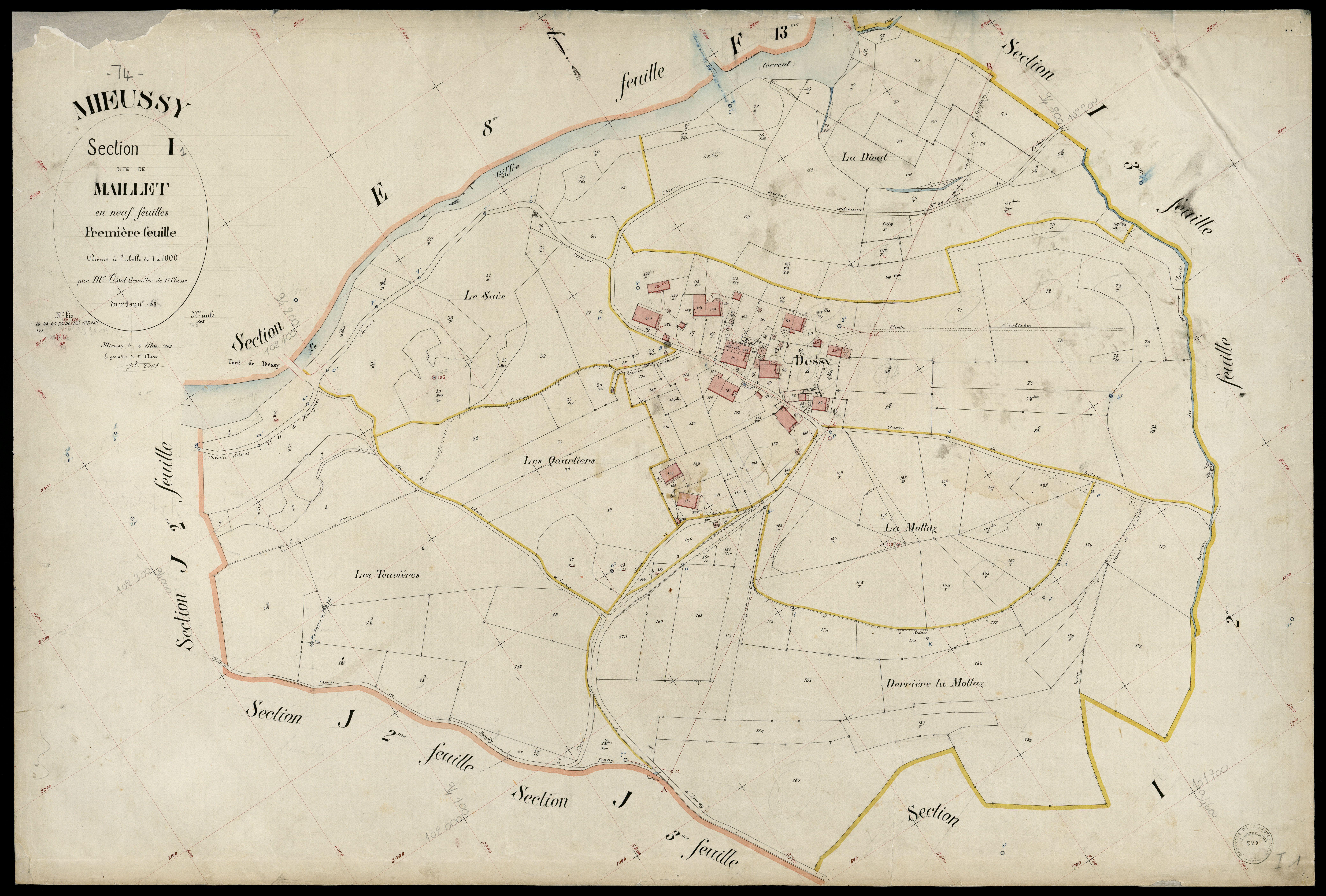 3 P 3 6144 - Feuille n° 2, parcelles n° 186 à 27 - 8 mai 1903
