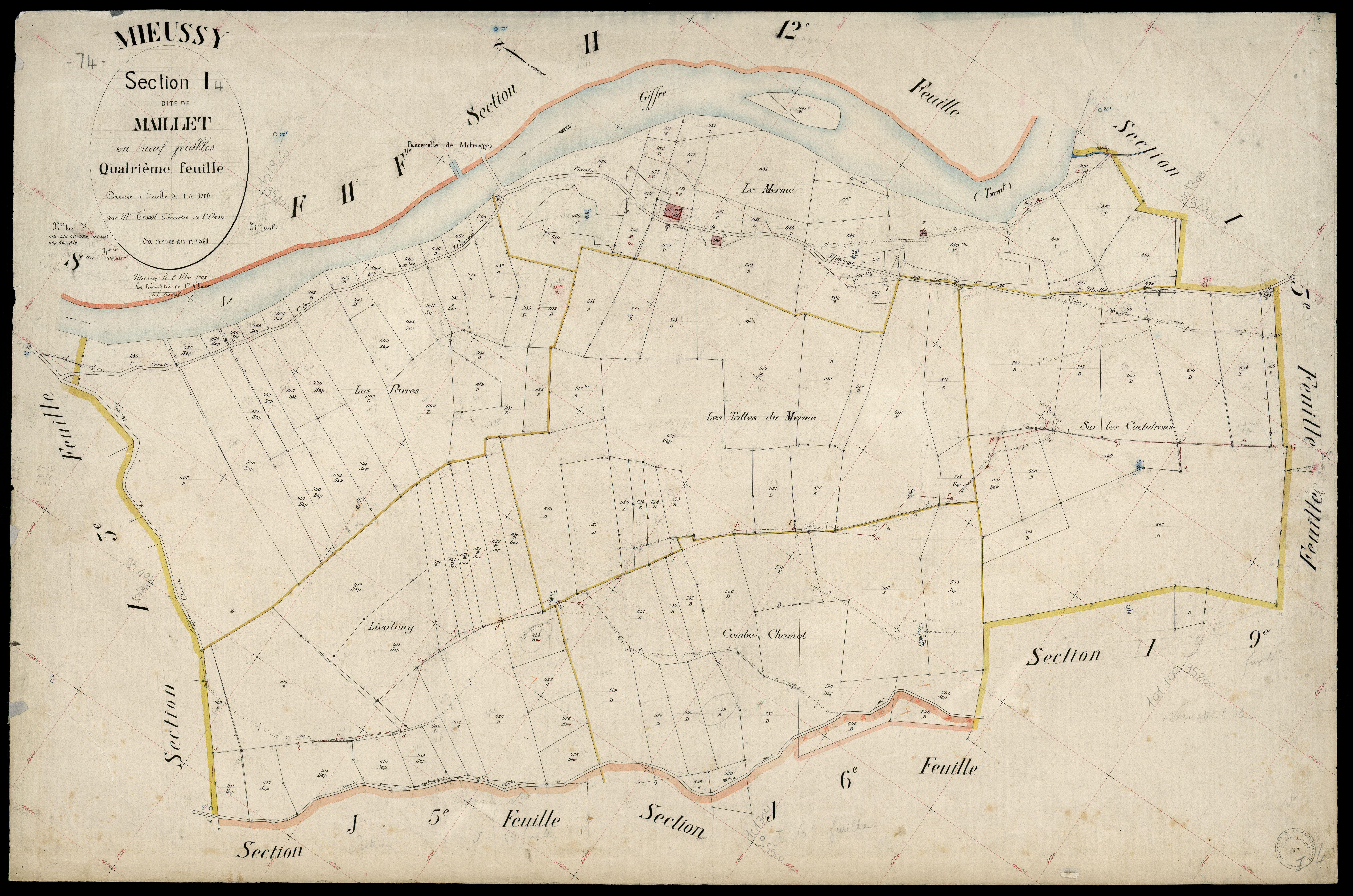 3 P 3 6147 - Feuille n° , parcelles n° 62 à 746 - 8 mai 1903