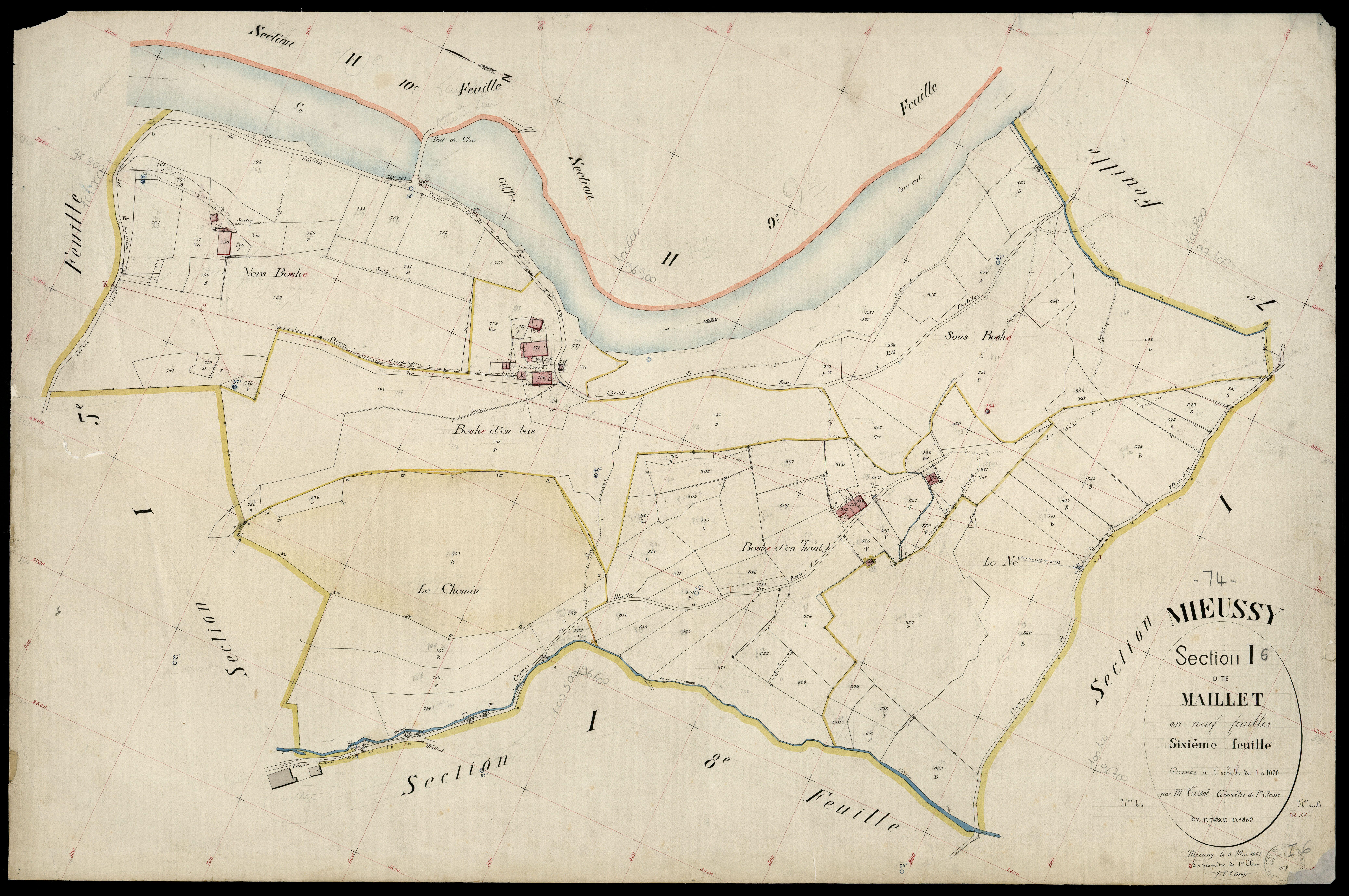 3 P 3 6149 - Feuille n° 7, parcelles n° 860 à 9 - 8 mai 1903
