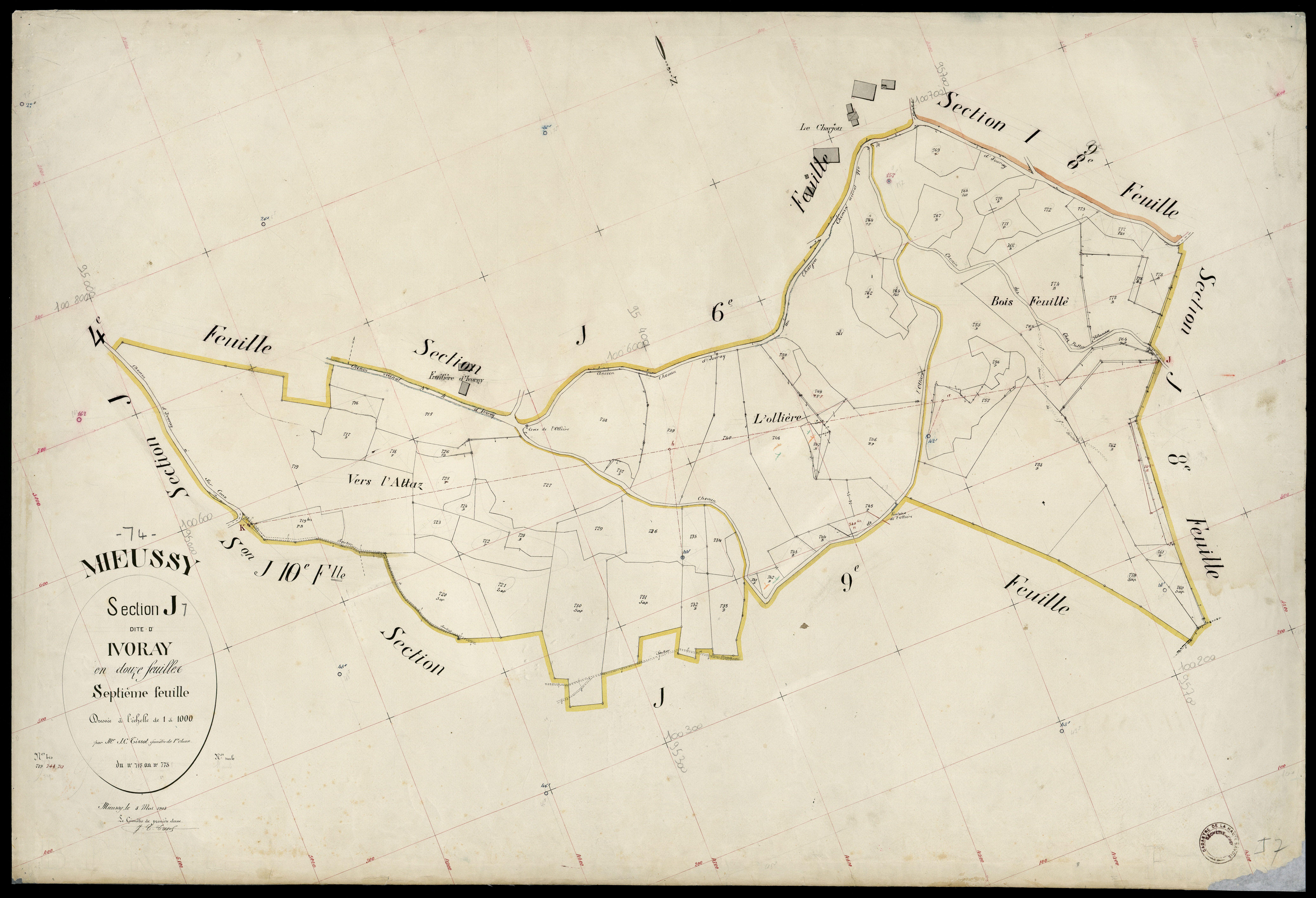 3 P 3 6159 - Feuille n° 8, parcelles n° 779 à 927 - 8 mai 1903