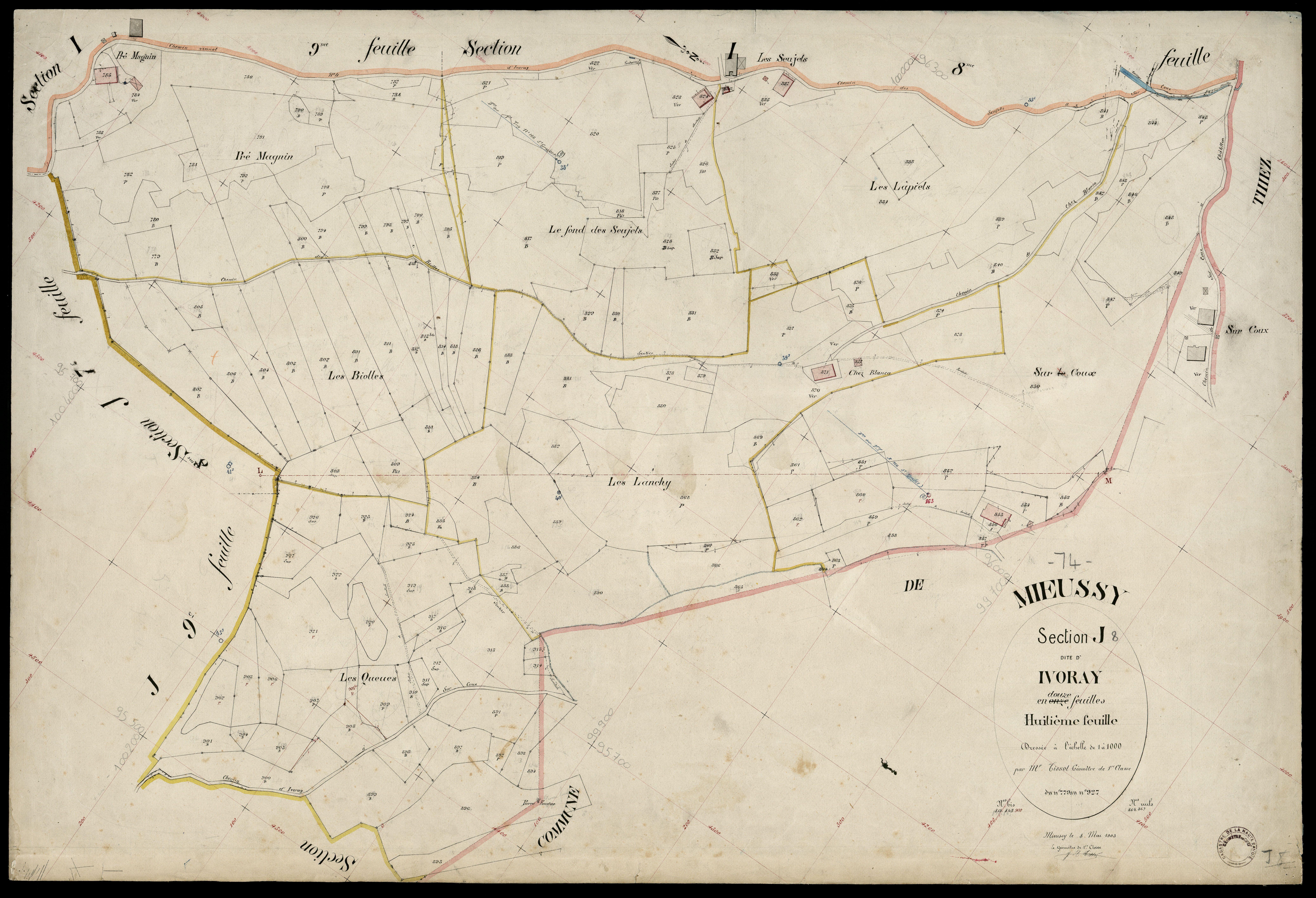 3 P 3 6160 - Feuille n° 9, parcelles n° 928 à 1033 - 8 mai 1903