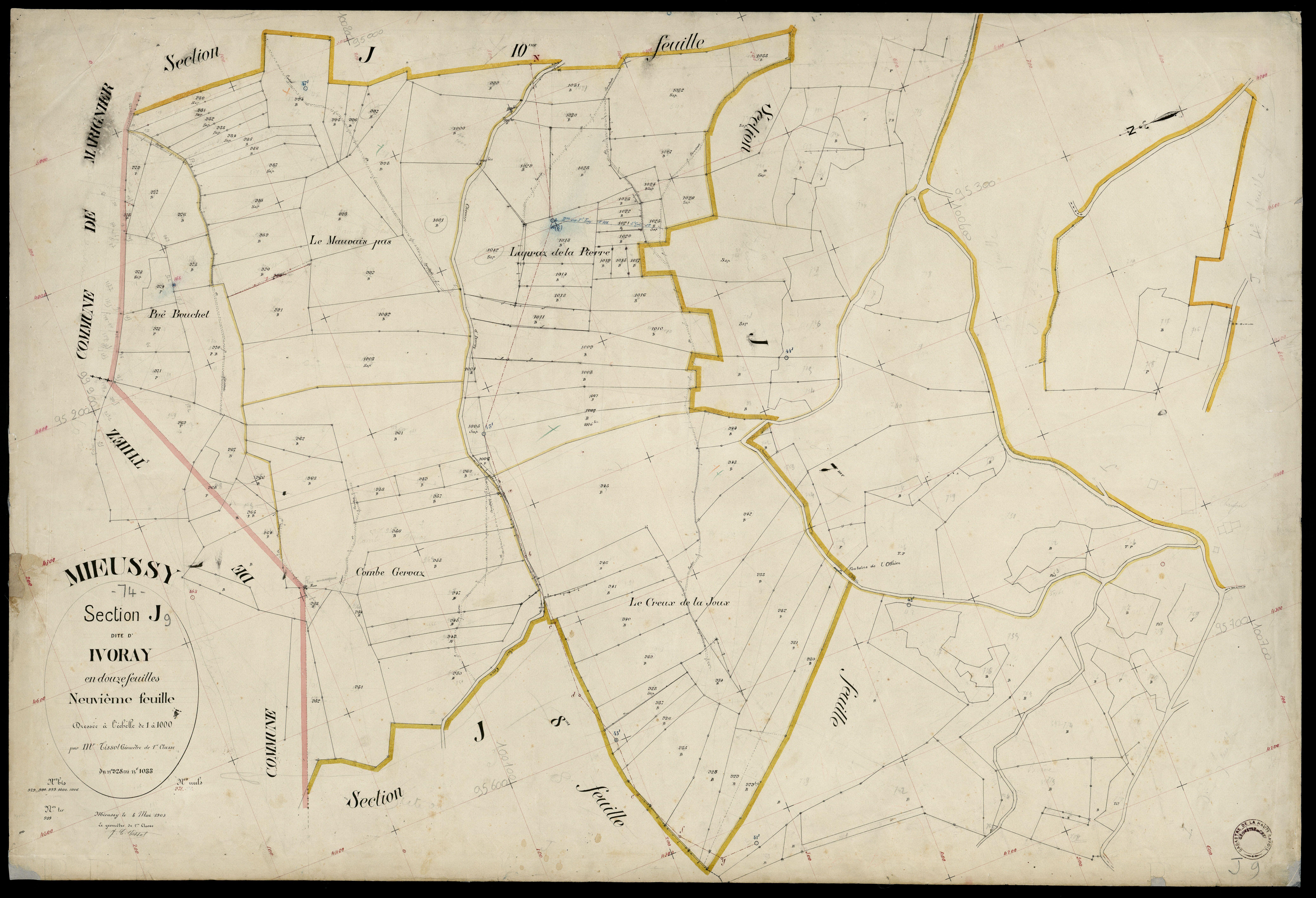 3 P 3 6161 - Feuille n° 10, parcelles n° 1034 à 119 - 8 mai 1903
