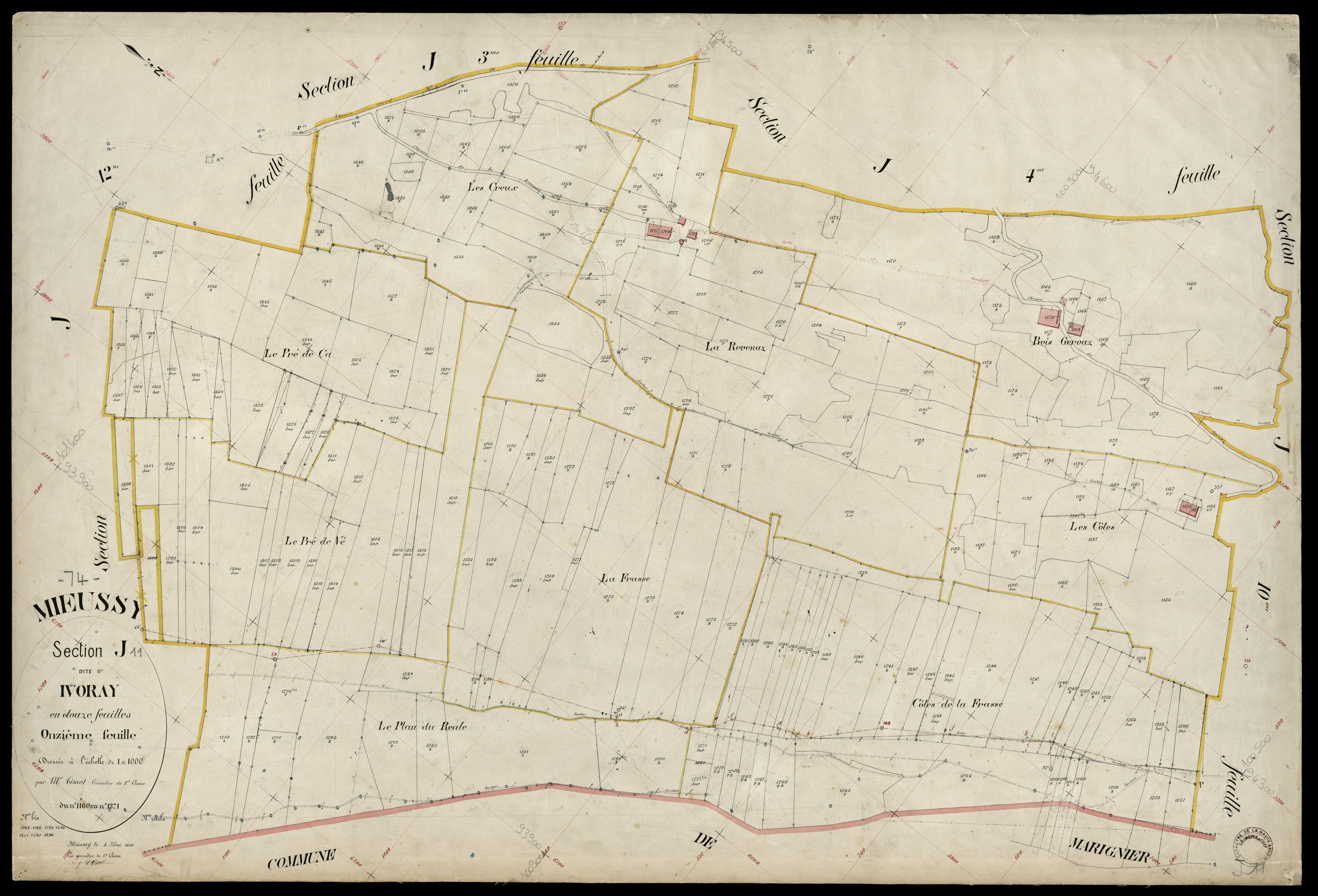 3 P 3 6163 - Feuille n° 12, parcelles n° 1372 à 126 - 8 mai 1903