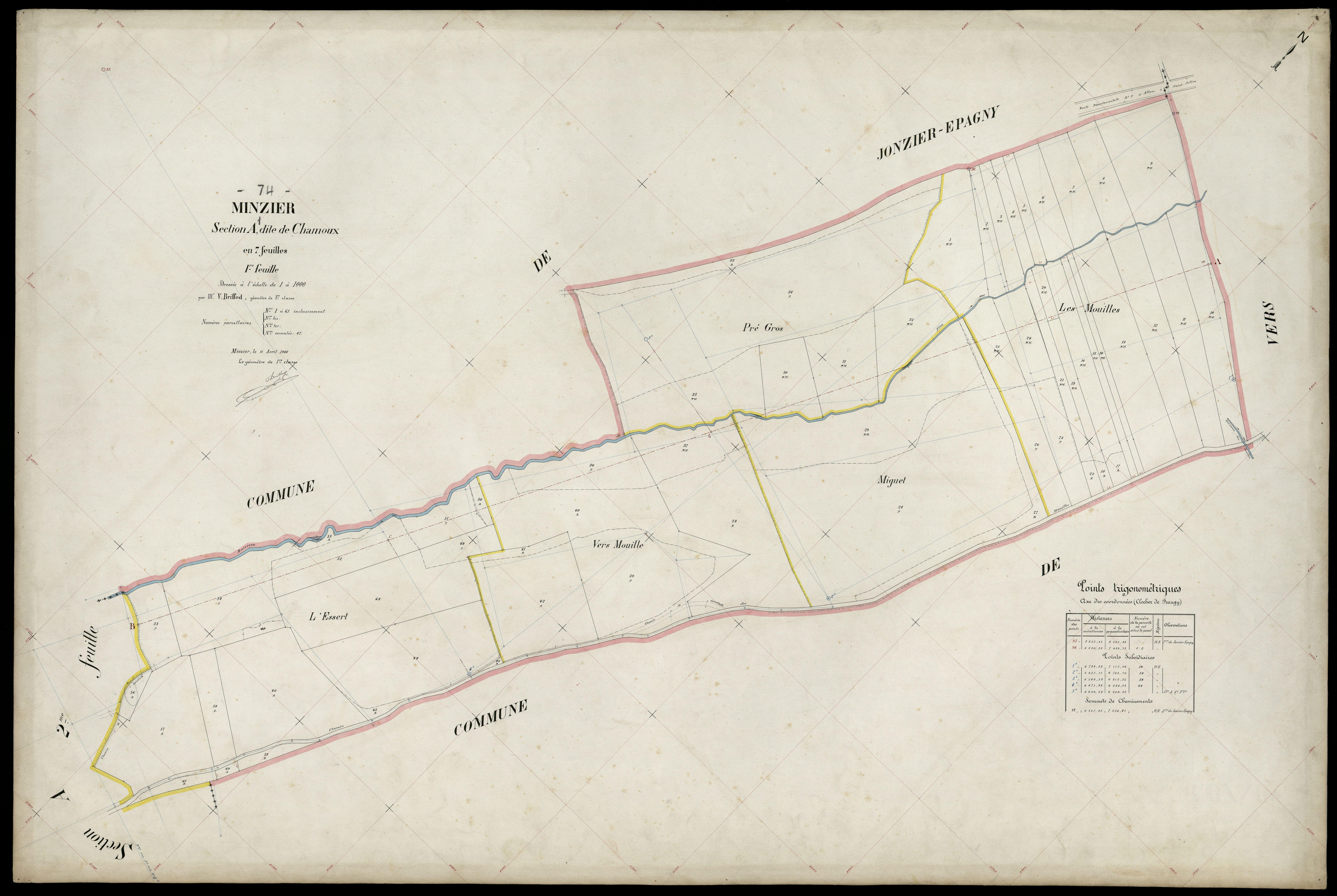 3 P 3 6166 - Feuille n° 2, parcelles n° 62 à 20 - 15 avril 1908