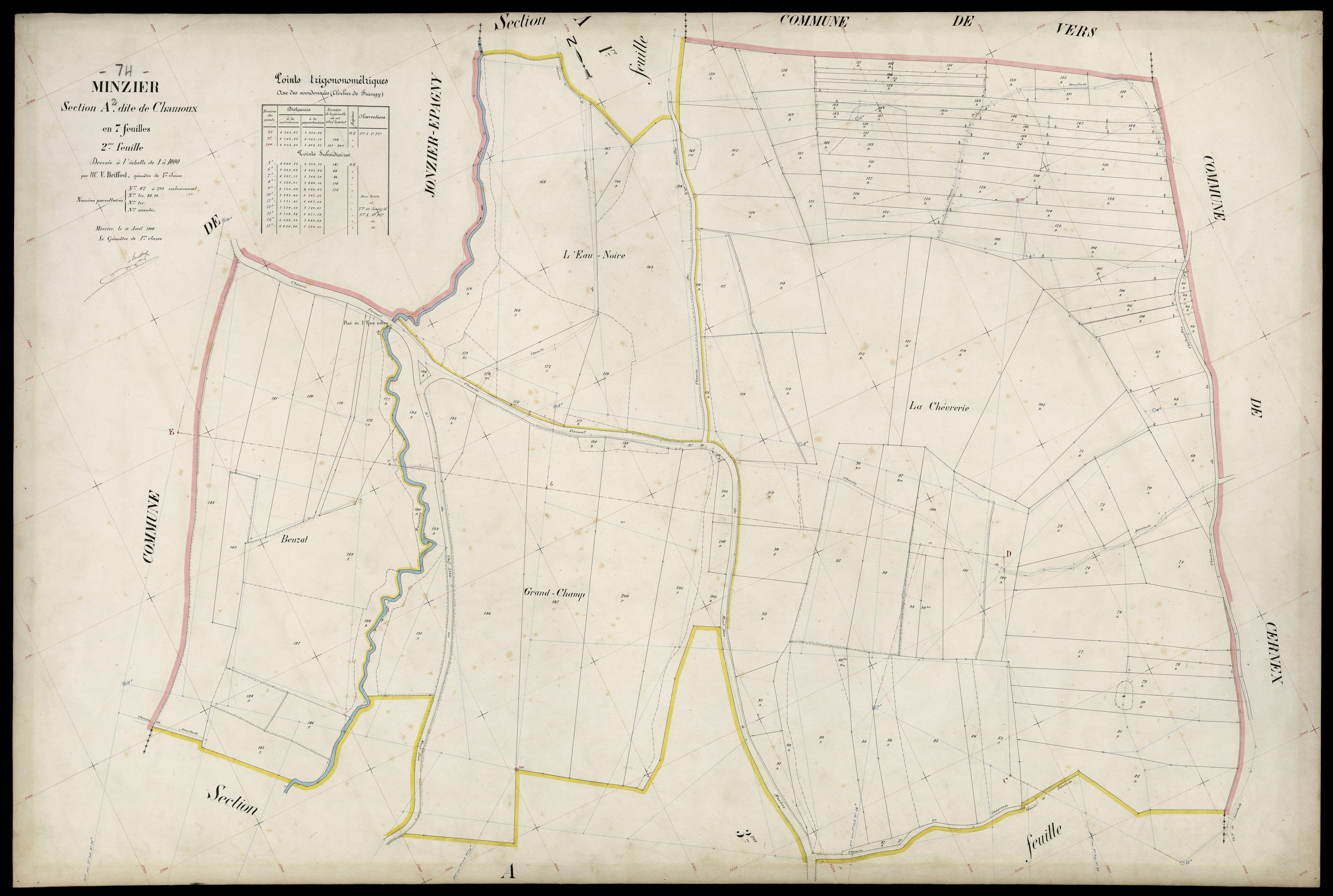 3 P 3 6167 - Feuille n° 3, parcelles n° 206 à 282 - 15 avril 1908