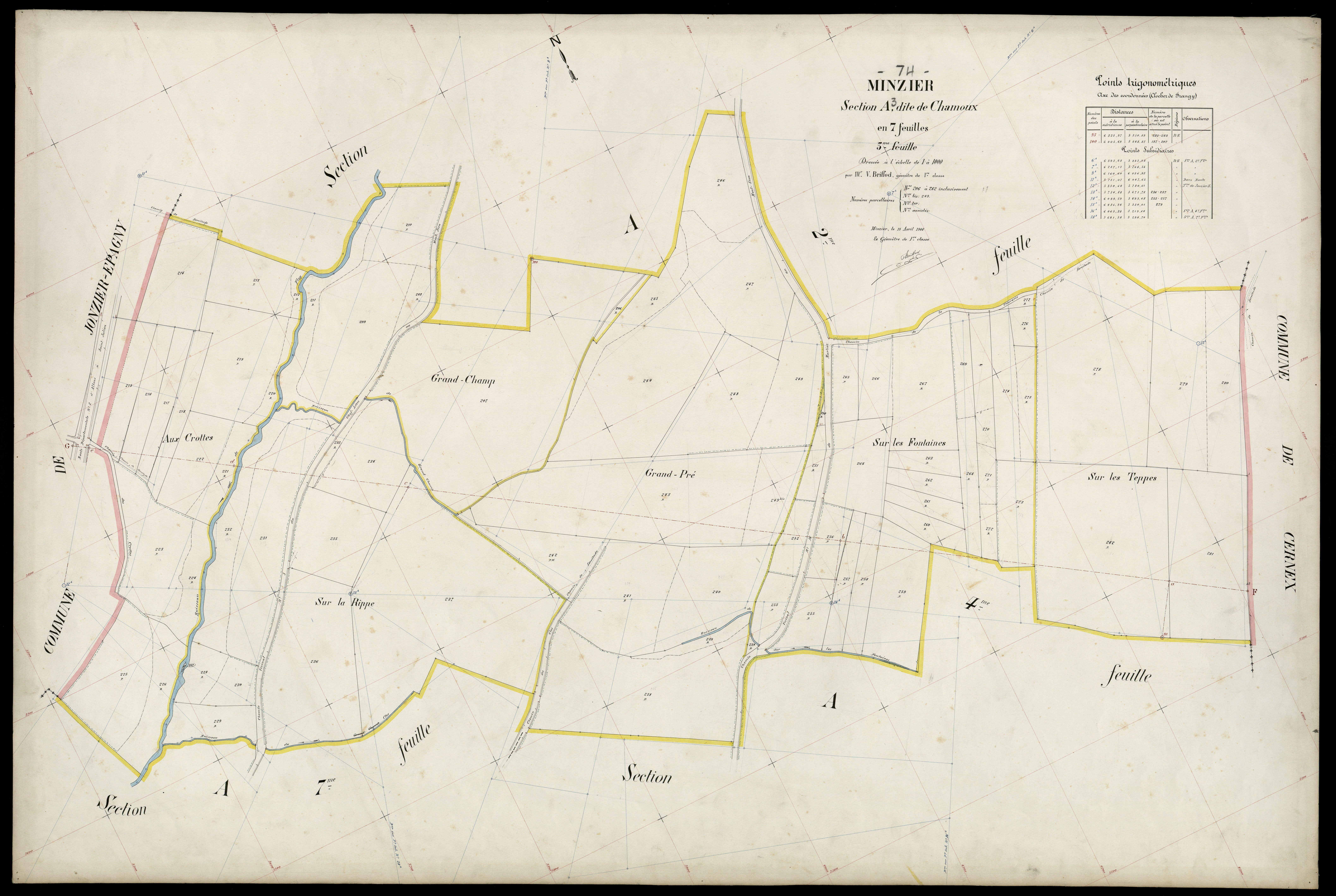 3 P 3 6168 - Feuille n° 4, parcelles n° 283 à 399 - 15 avril 1908