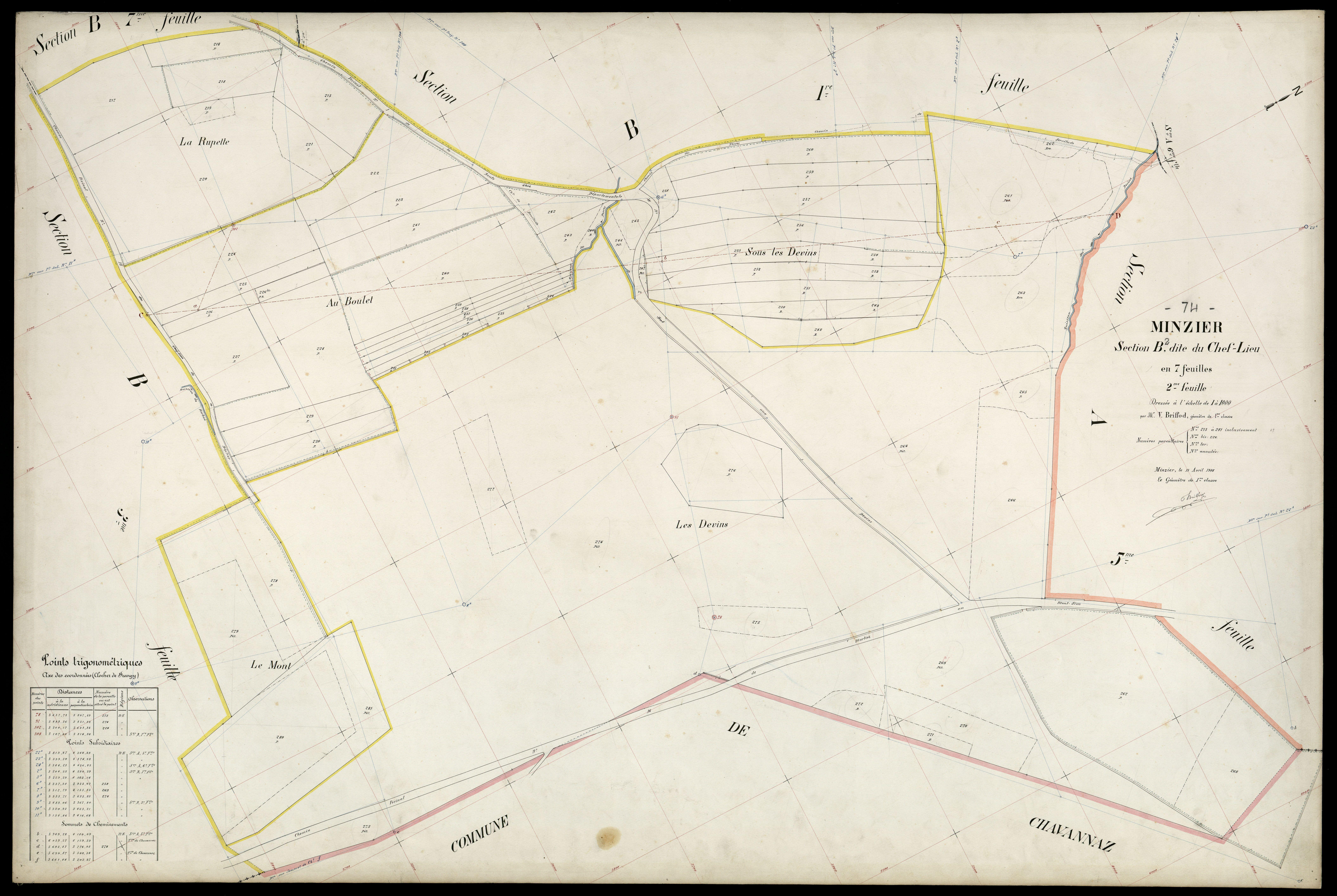 3 P 3 6174 - Feuille n° 3, parcelles n° 282 à 39 - 15 avril 1908