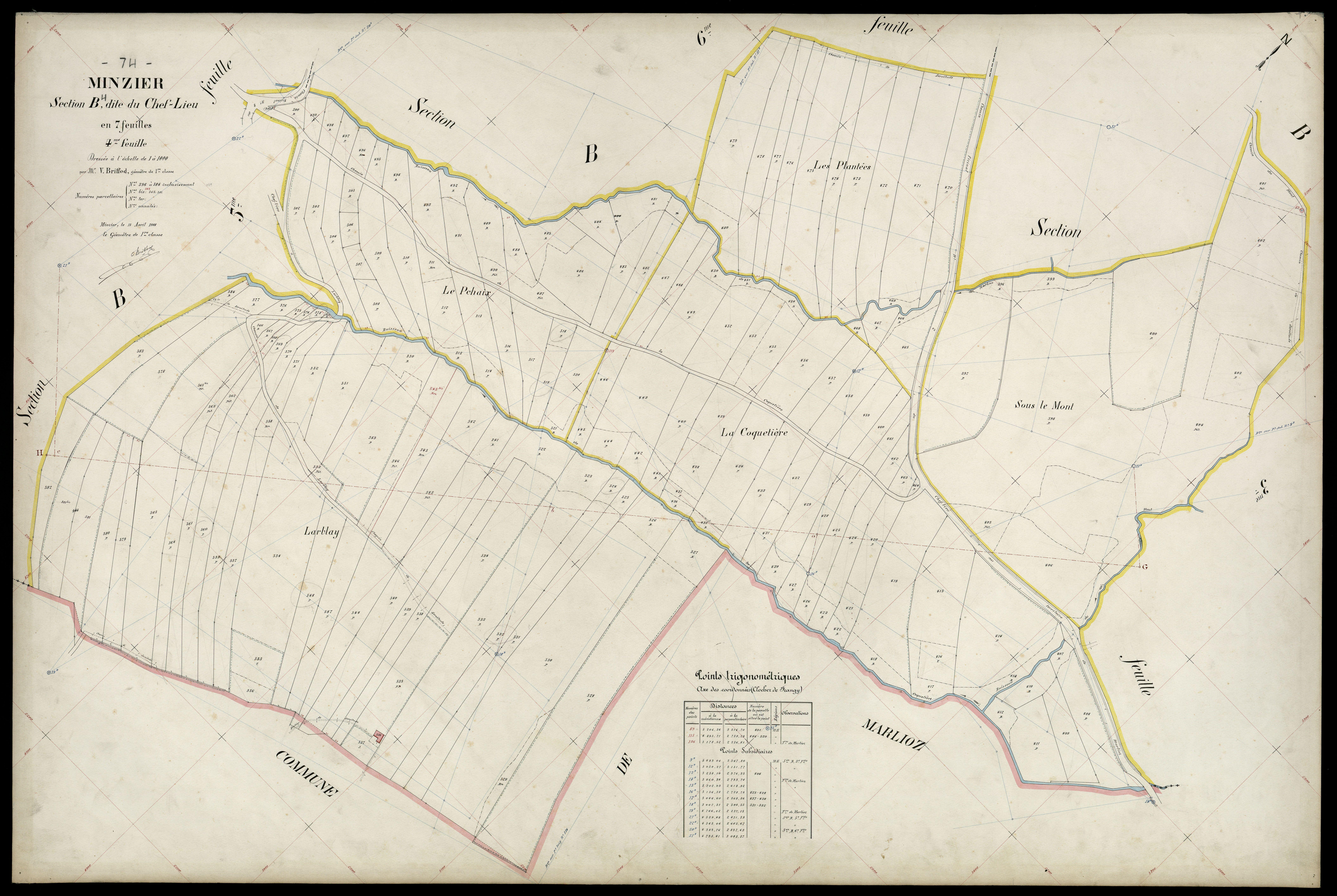 3 P 3 6176 - Feuille n° , parcelles n° 8 à 822 - 15 avril 1908