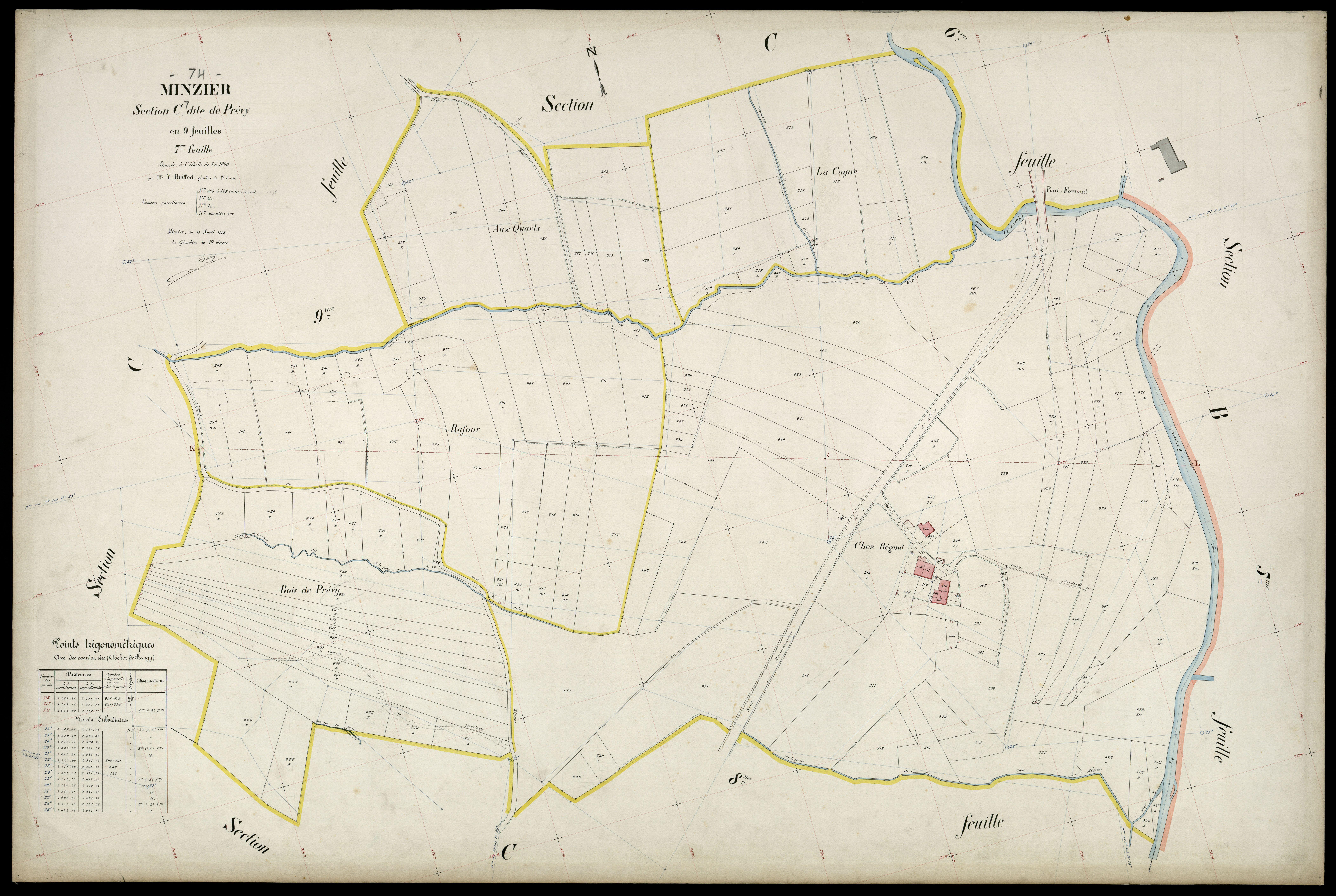3 P 3 6186 - Feuille n° 8, parcelles n° 29 à 612 - 15 avril 1908