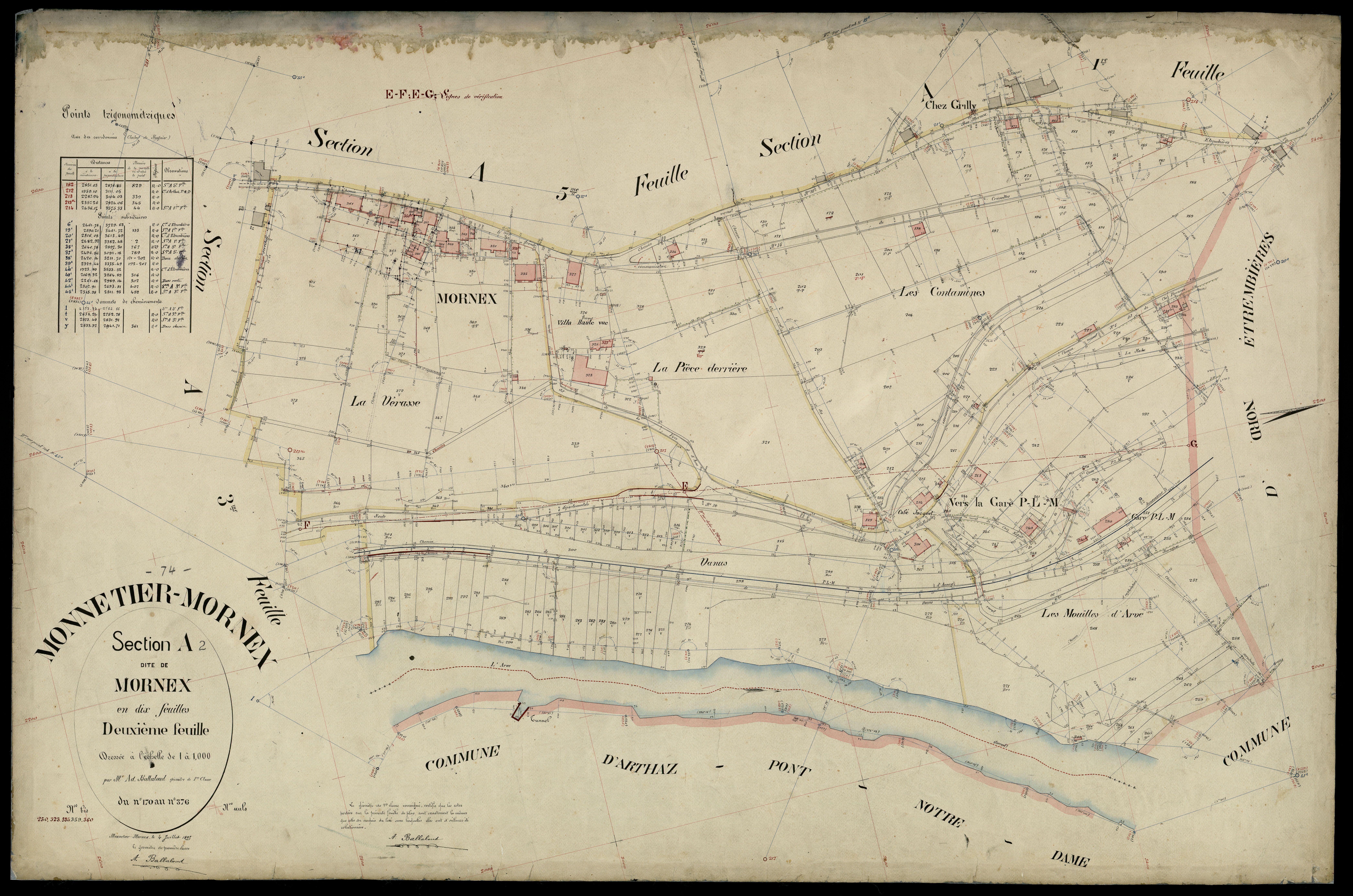 3 P 3 6192 - Feuille n° 3, parcelles n° 377 à 61 - 4 juillet 1895