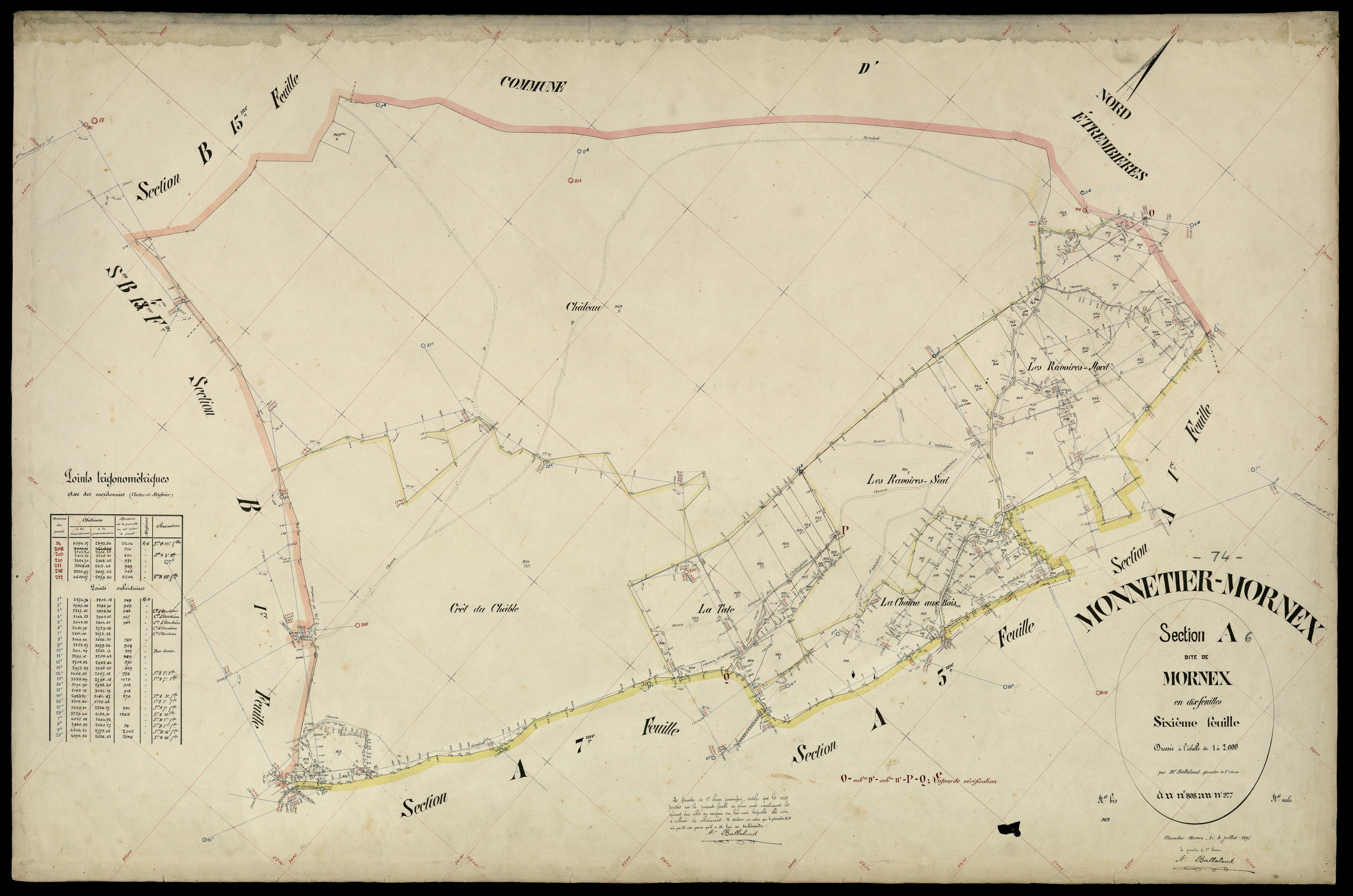 3 P 3 6196 - Feuille n° 7, parcelles n° 978 à 116 - 5 juillet 1895
