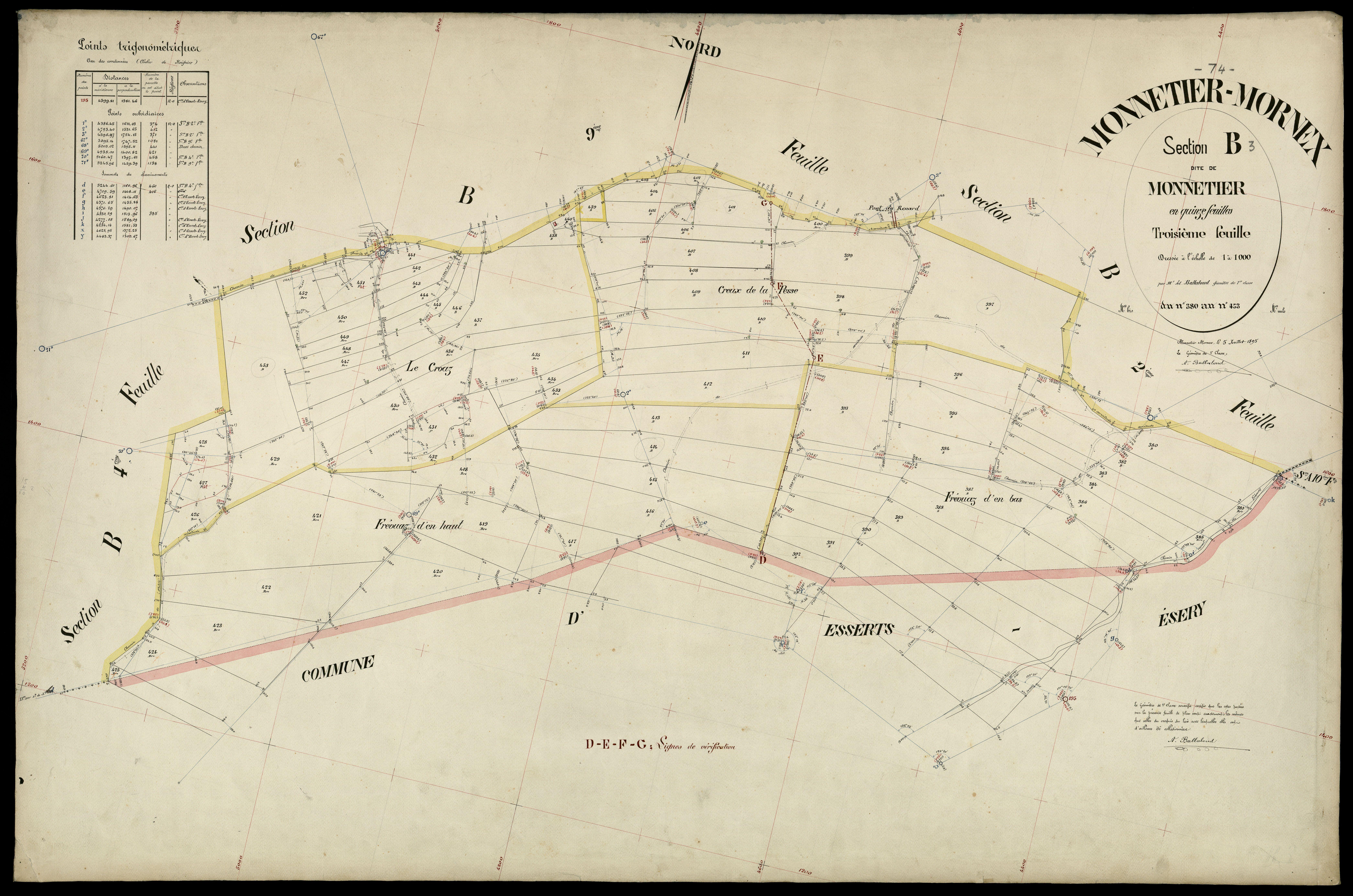 3 P 3 6203 - Feuille n° 4, parcelles n° 44 à 34 - 6 juillet 1895