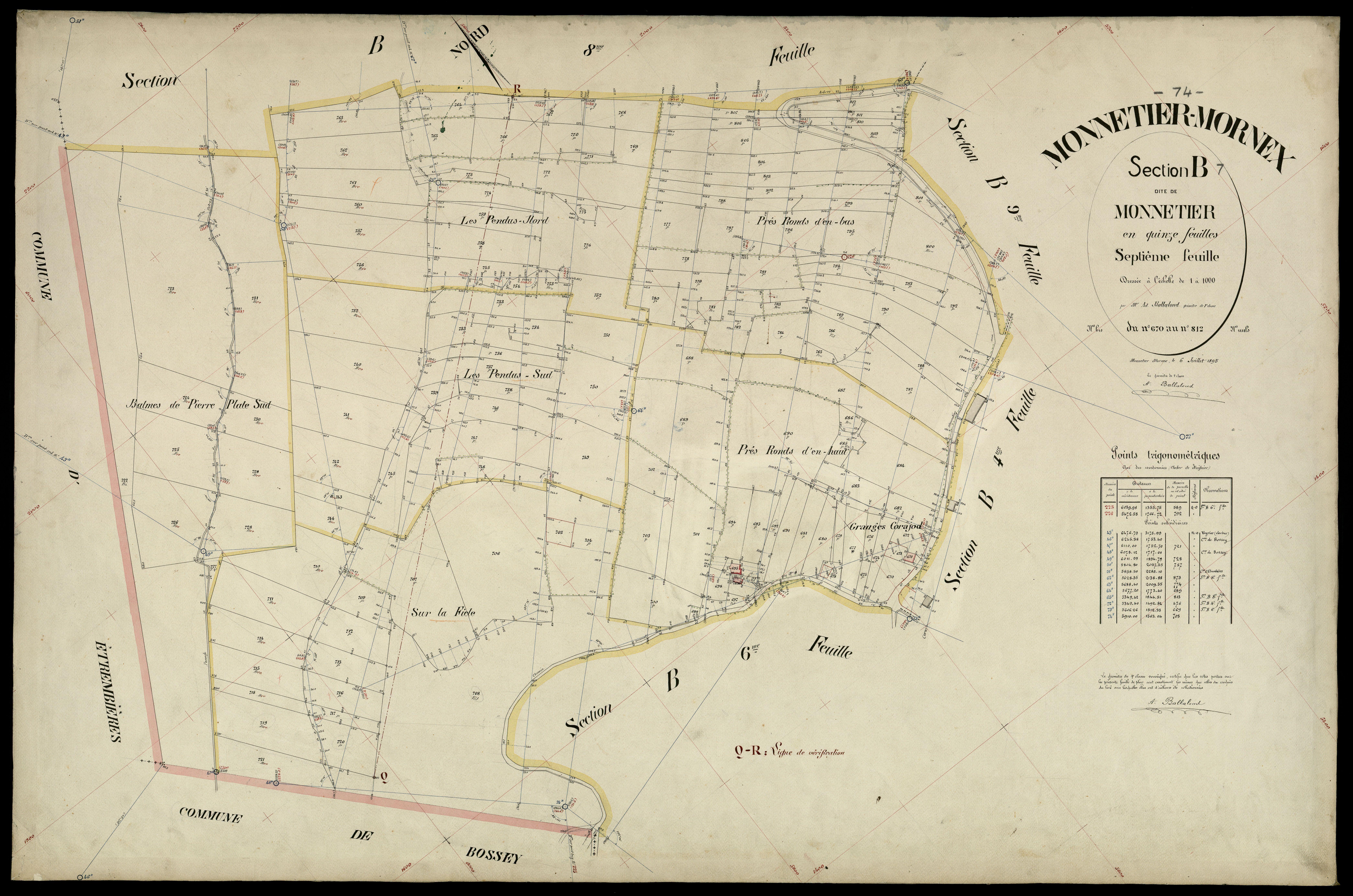 3 P 3 6207 - Feuille n° 8, parcelles n° 813 à 1066 - 6 juillet 1895