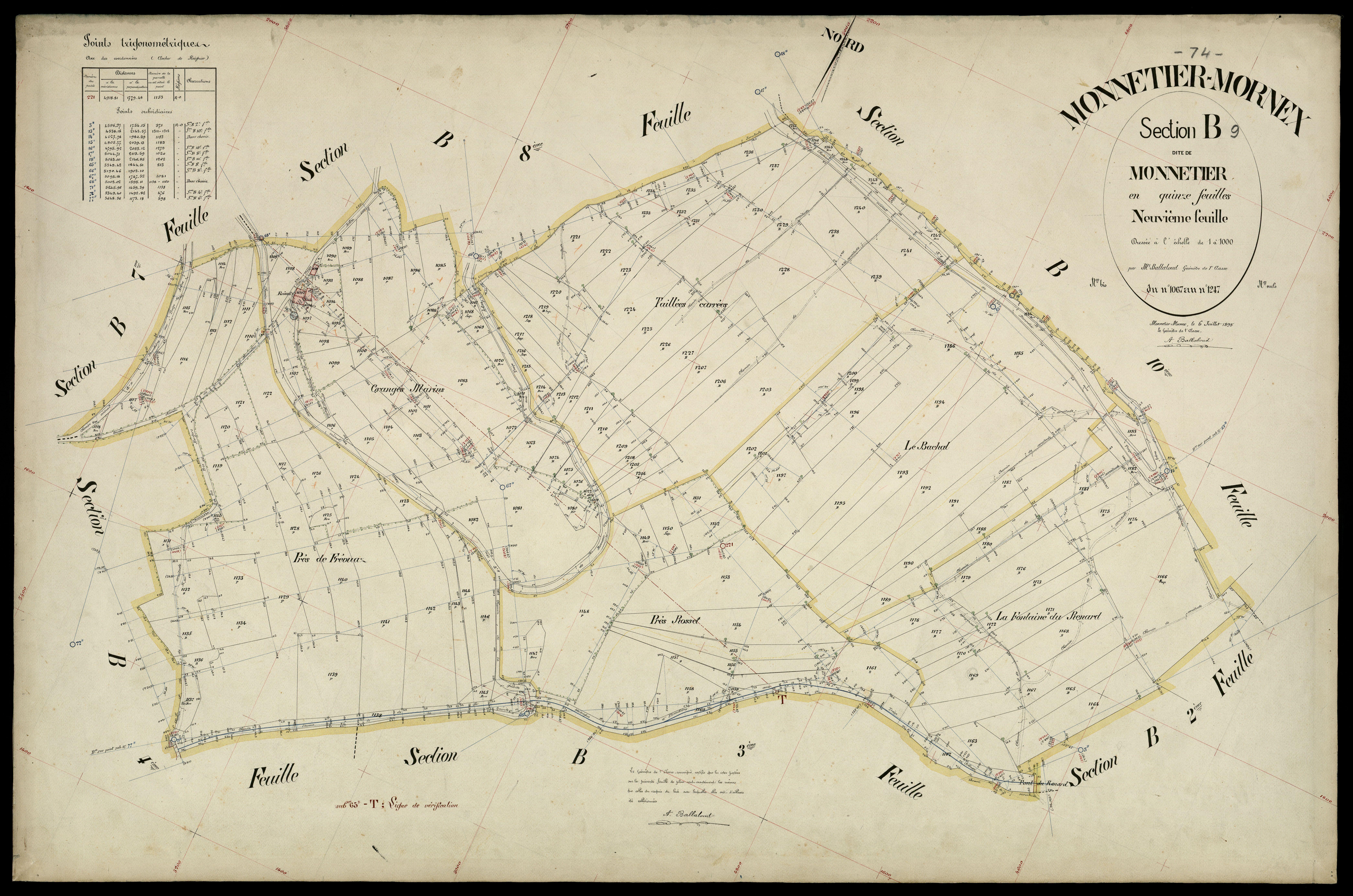 3 P 3 6209 - Feuille n° 10, parcelles n° 1248 à 1384 - 6 juillet 1895