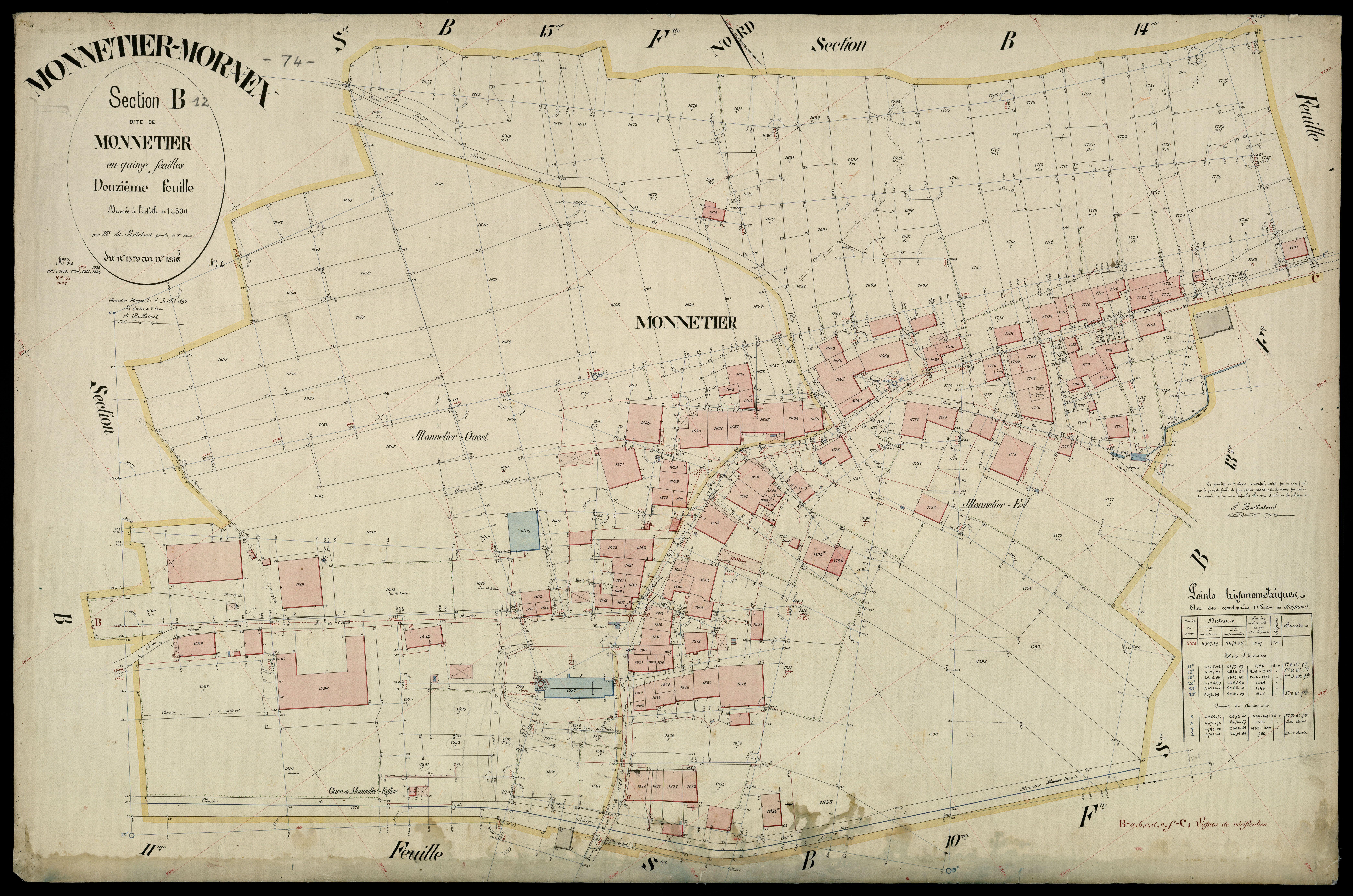 3 P 3 6212 - Feuille n° 13, parcelles n° 1838 à 1991 - 6 juillet 1895