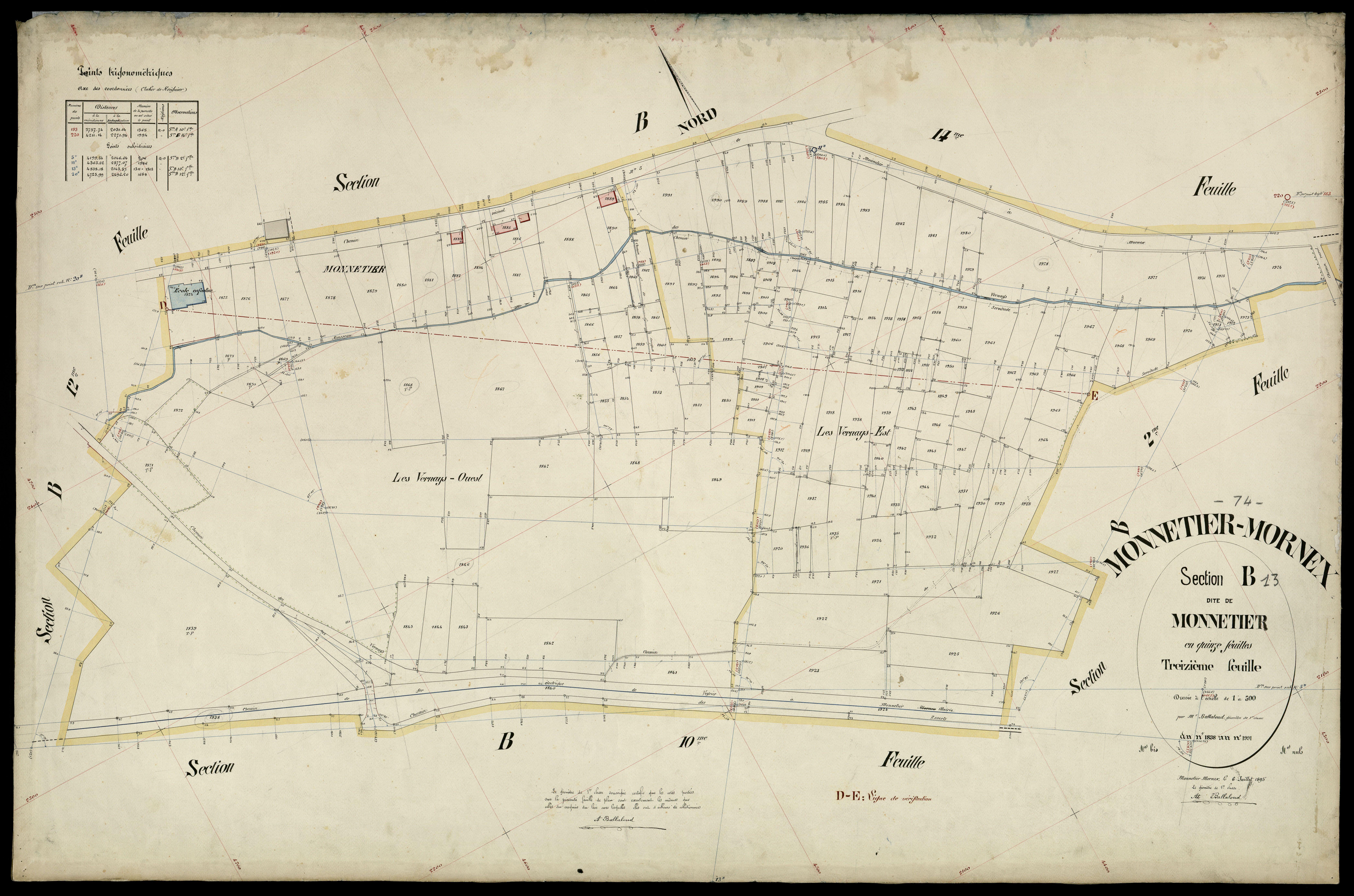3 P 3 6213 - Feuille n° 14, parcelles n° 1992 à 2090 - 6 juillet 1895