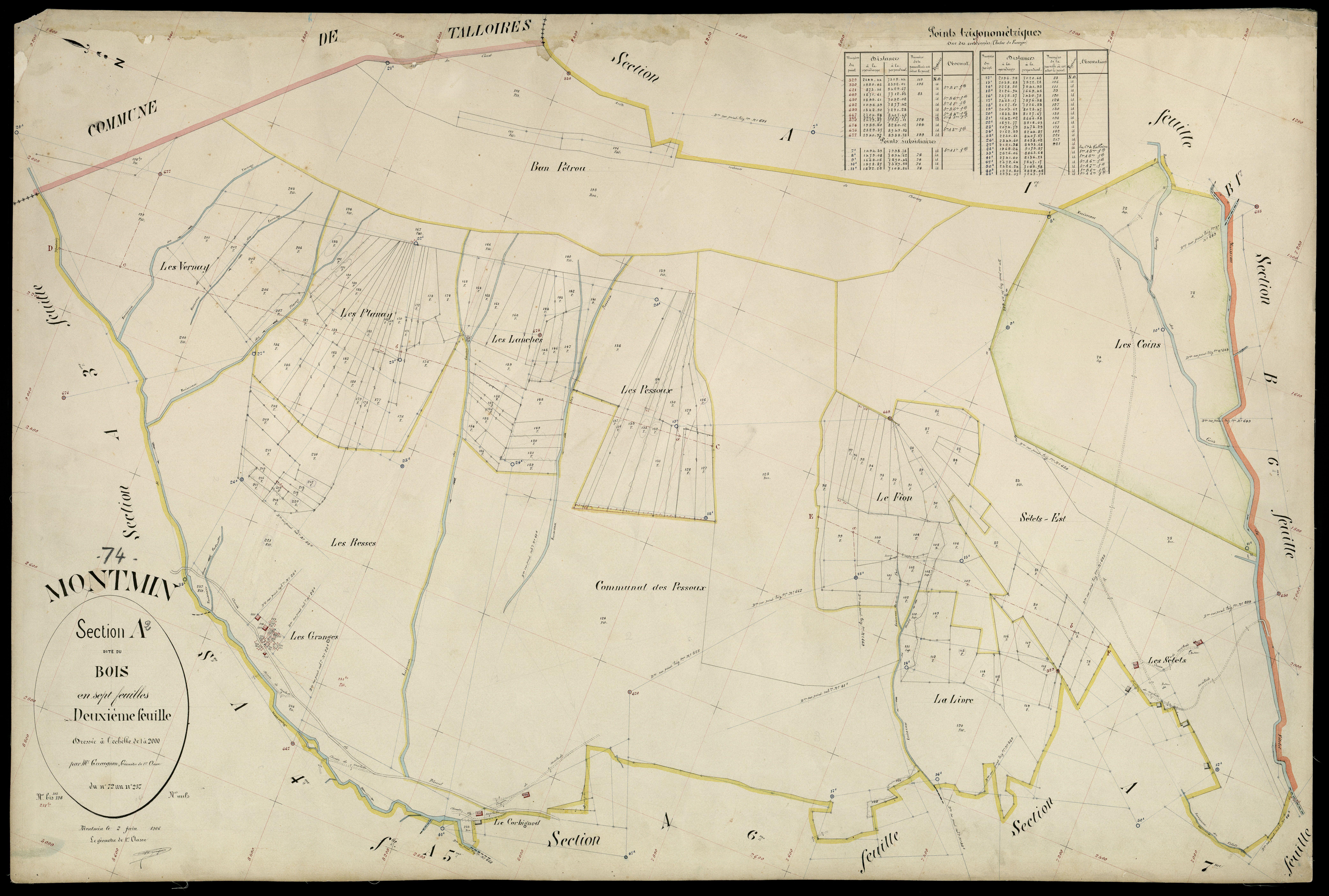 3 P 3 6227 - Feuille n° 3, parcelles n° 238 à 326 - 2 juin 1906