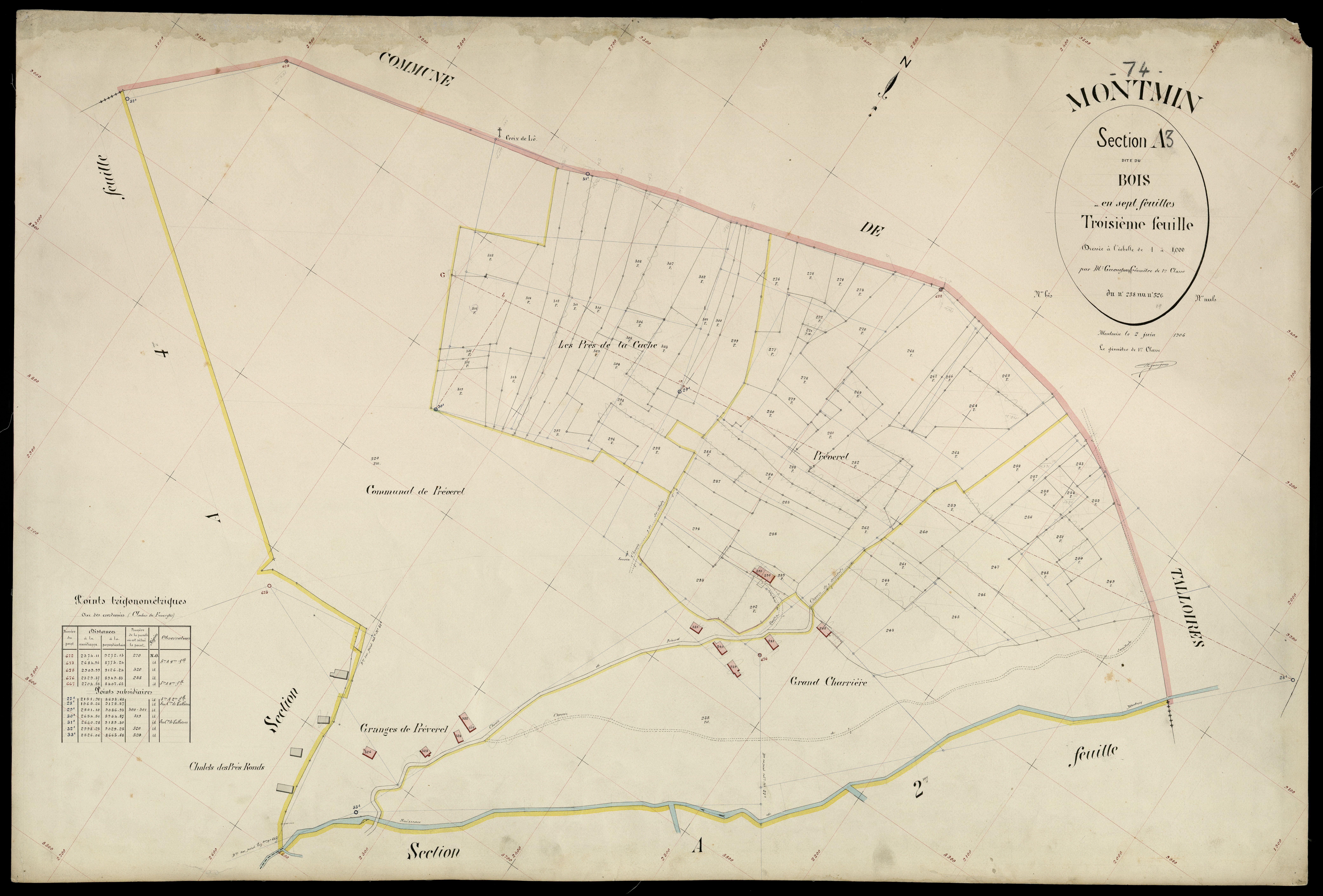 3 P 3 6228 - Feuille n° 4, parcelles n° 327 à 07 - 2 juin 1906