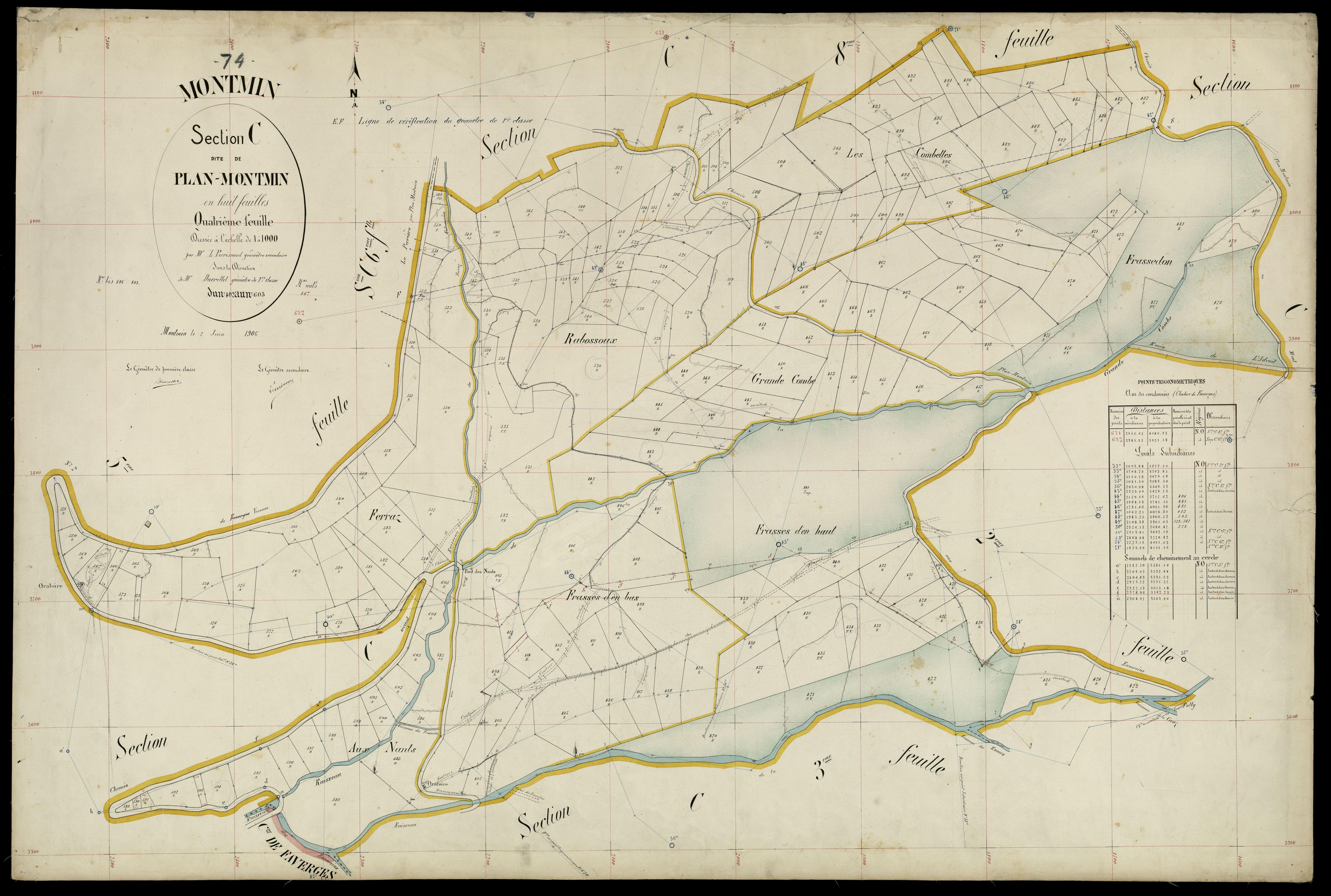 3 P 3 6242 - Feuille n° , parcelles n° 606 à 744 - 2 juin 1906