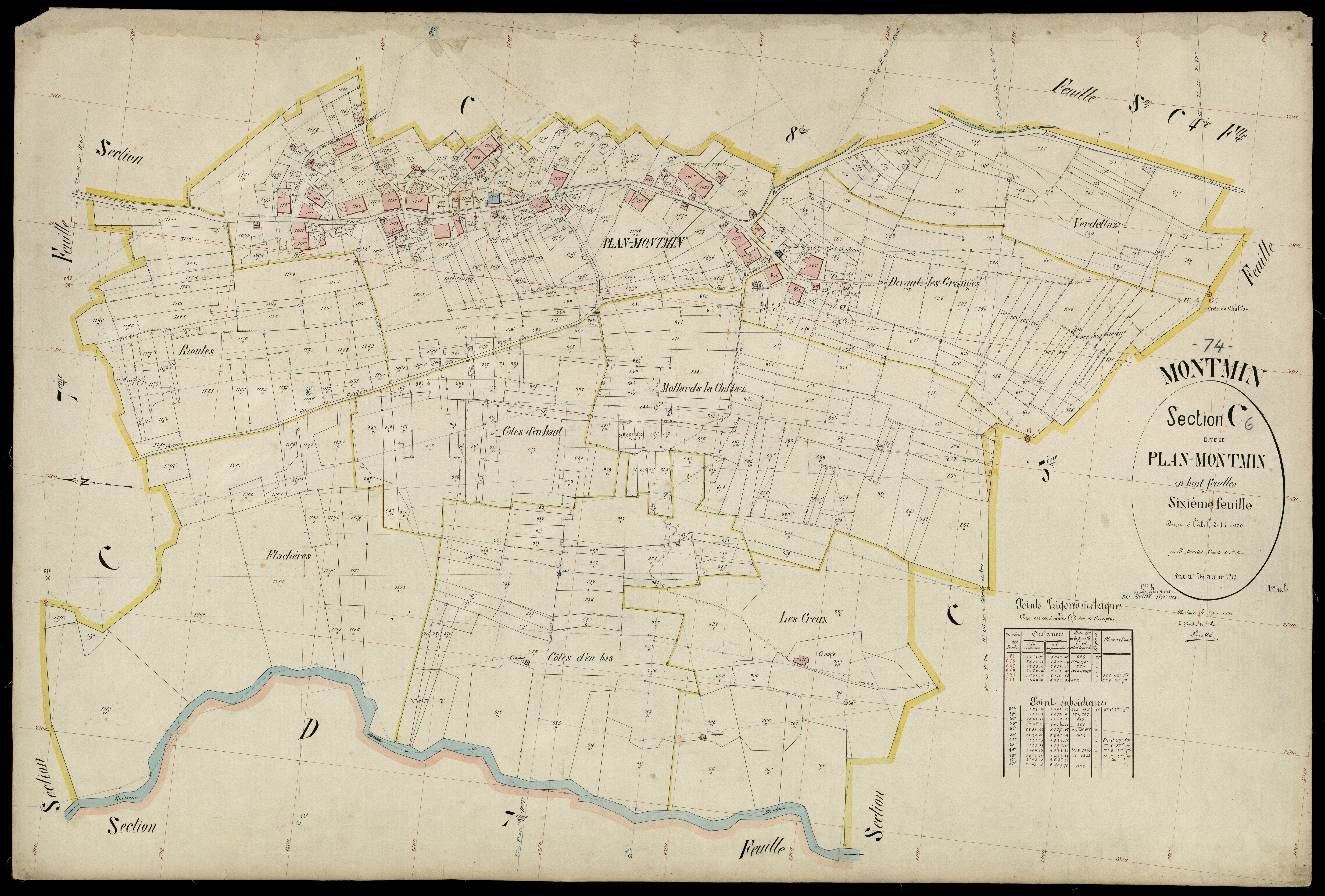 3 P 3 6244 - Feuille n° 7, parcelles n° 1213 à 1398 - 2 juin 1906