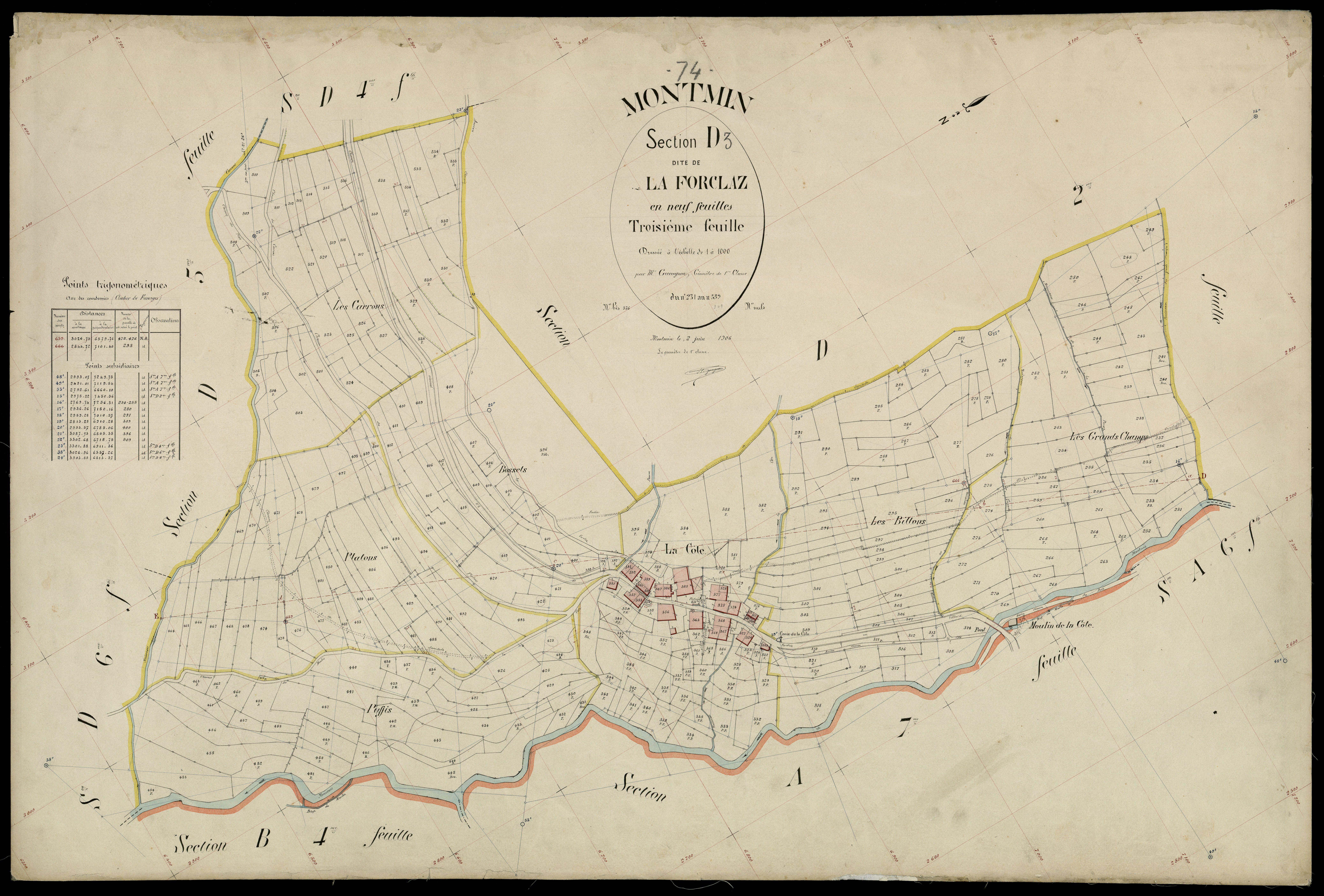3 P 3 6249 - Feuille n° 4, parcelles n° 40 à 91 - 2 juin 1906