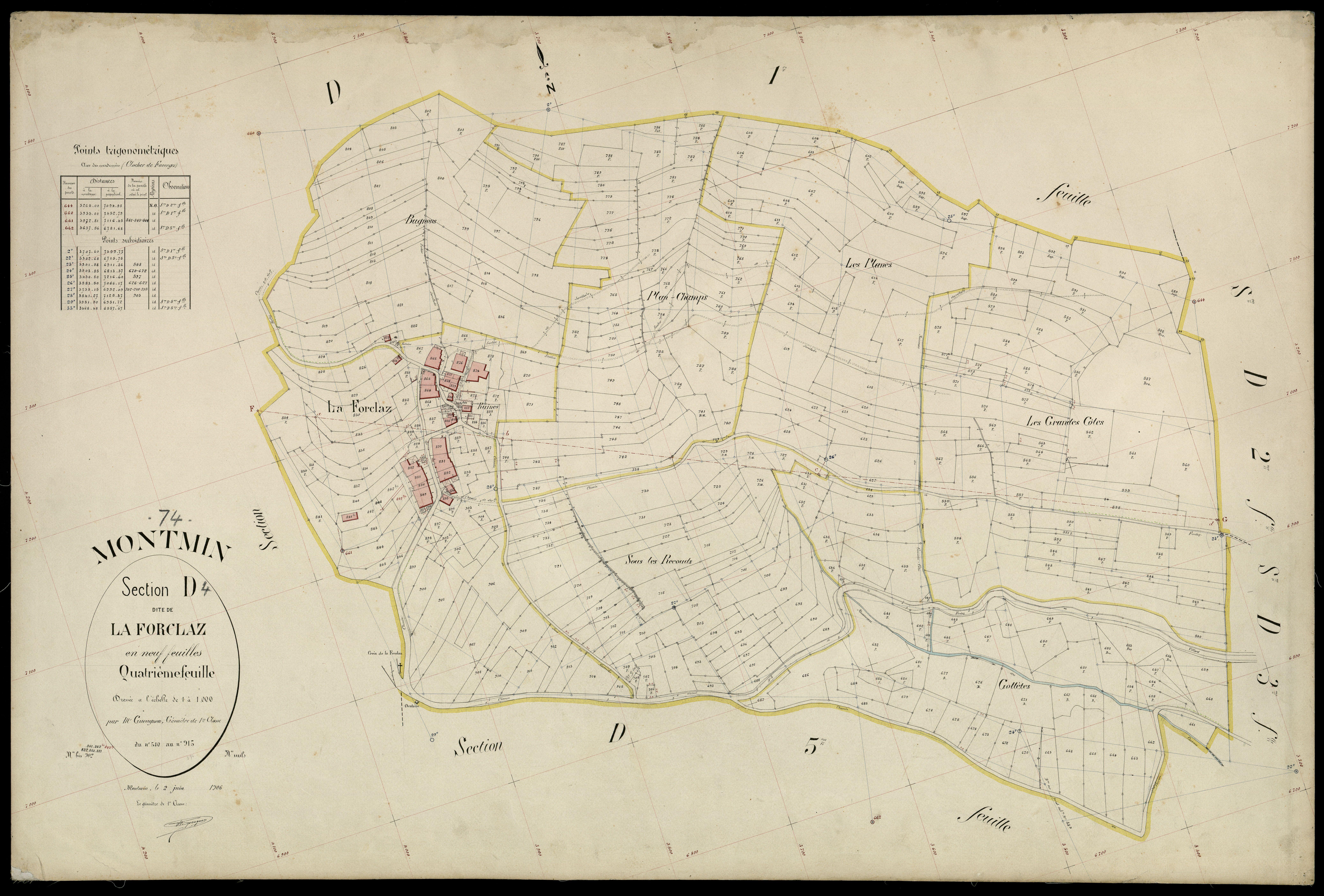 3 P 3 6250 - Feuille n° , parcelles n° 916 à 1264 - 2 juin 1906