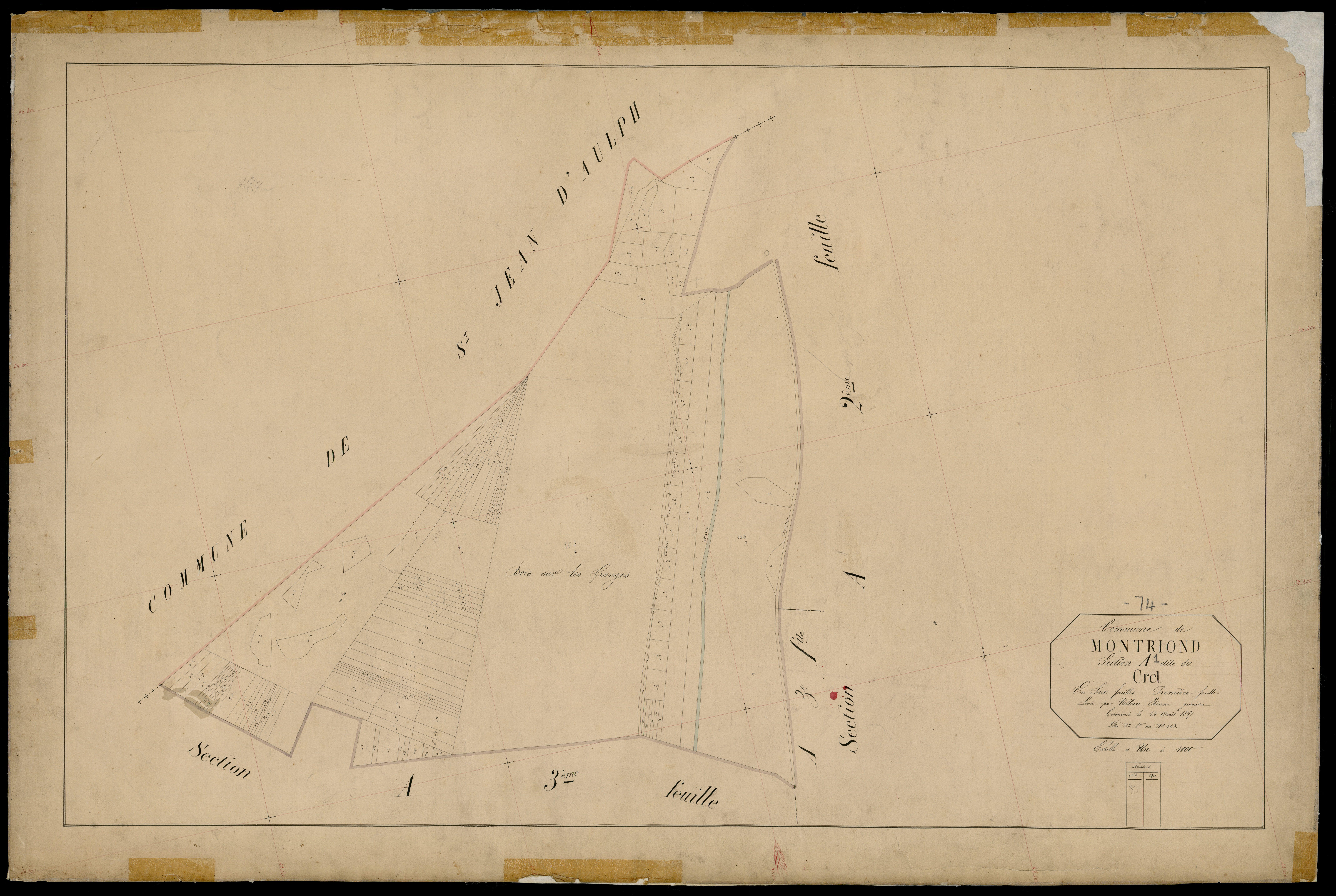 3 P 3 6257 - Feuille n° 2, parcelles n° 144 à 34 - 19 juillet 1867
