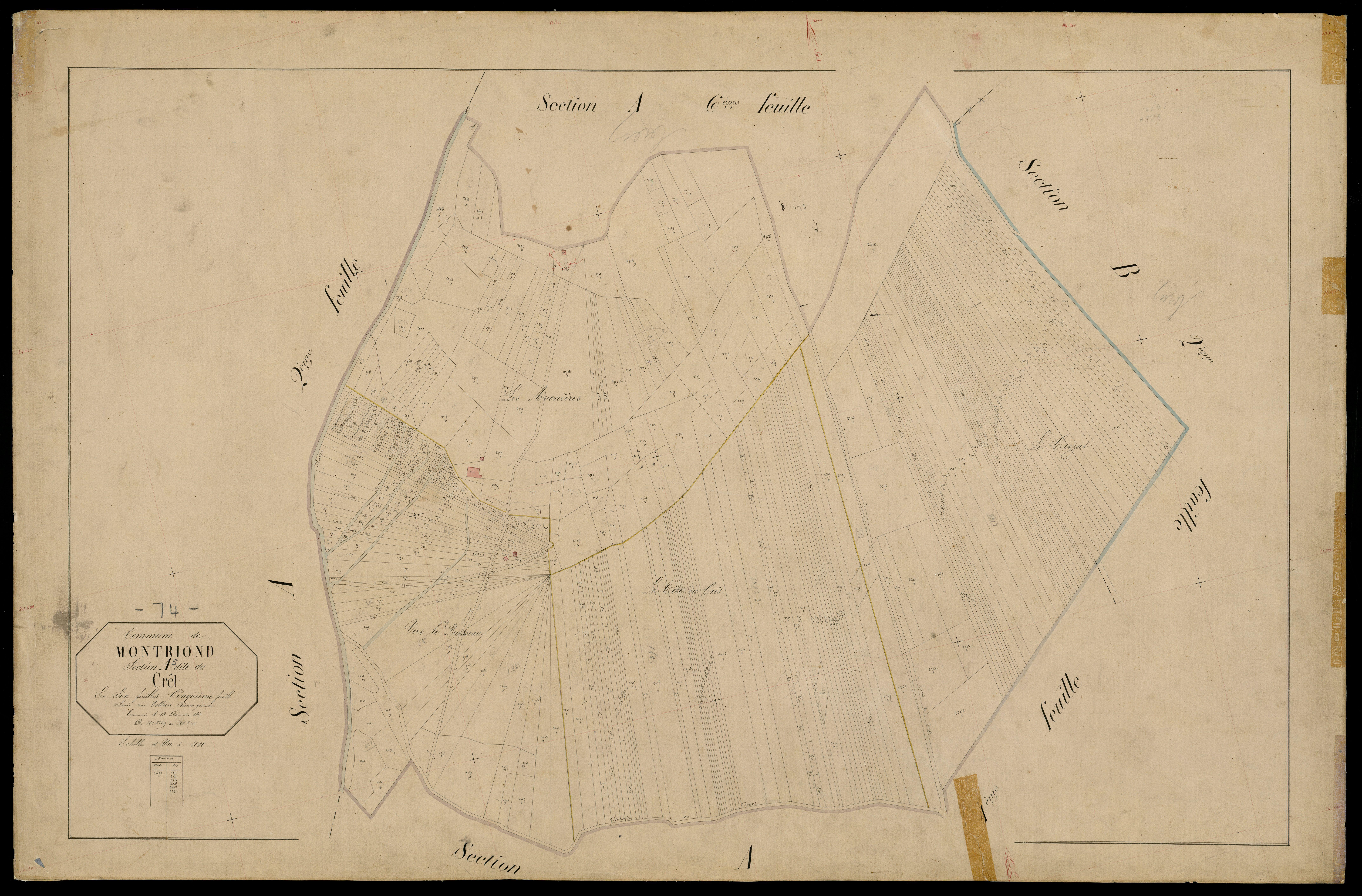 3 P 3 6261 - Feuille n° 6, parcelles n° 2787 à 3003 - 11 septembre 1867