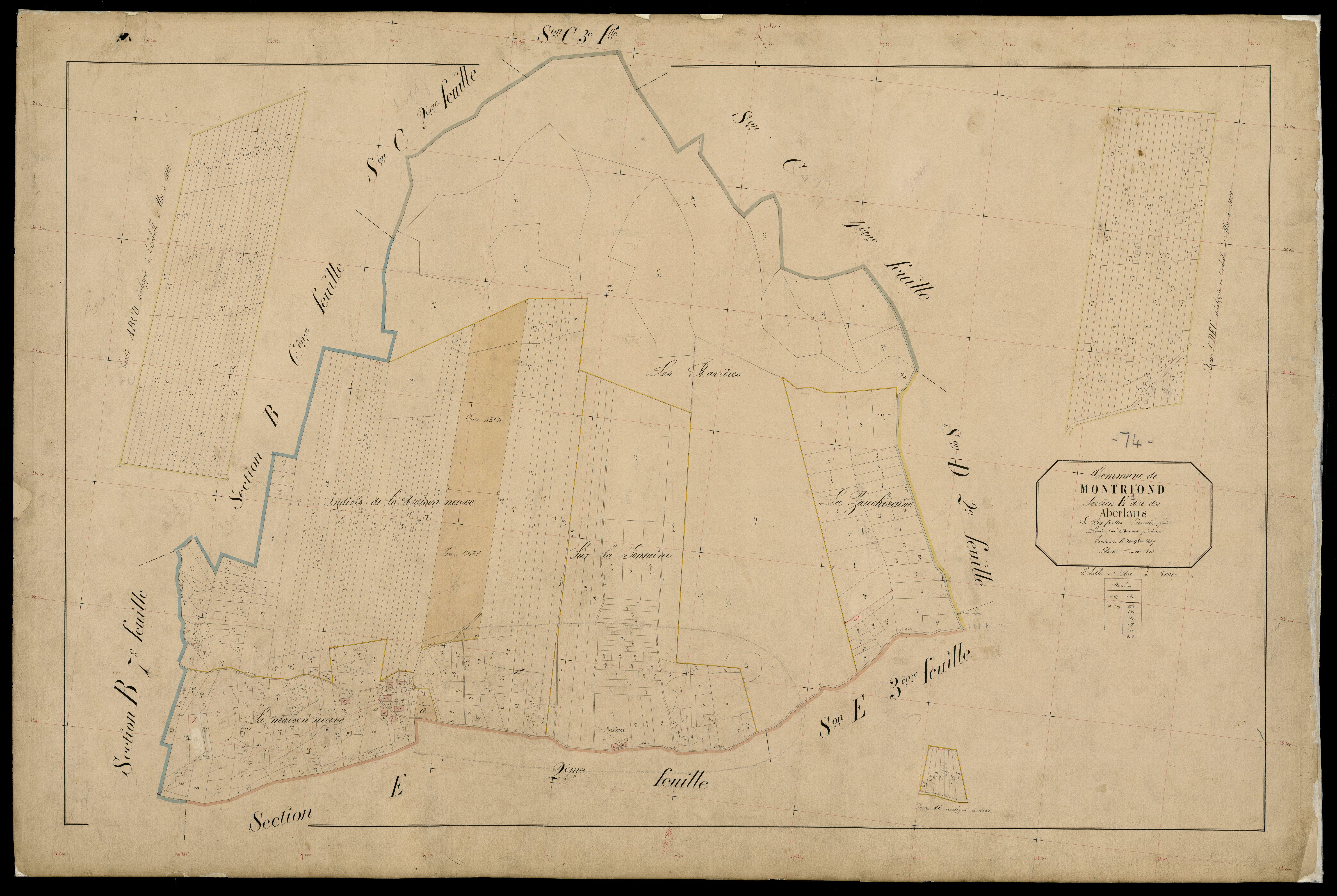 3 P 3 6278 - Feuille n° 2, parcelles n° 444 à 117 - 11 janvier 1868