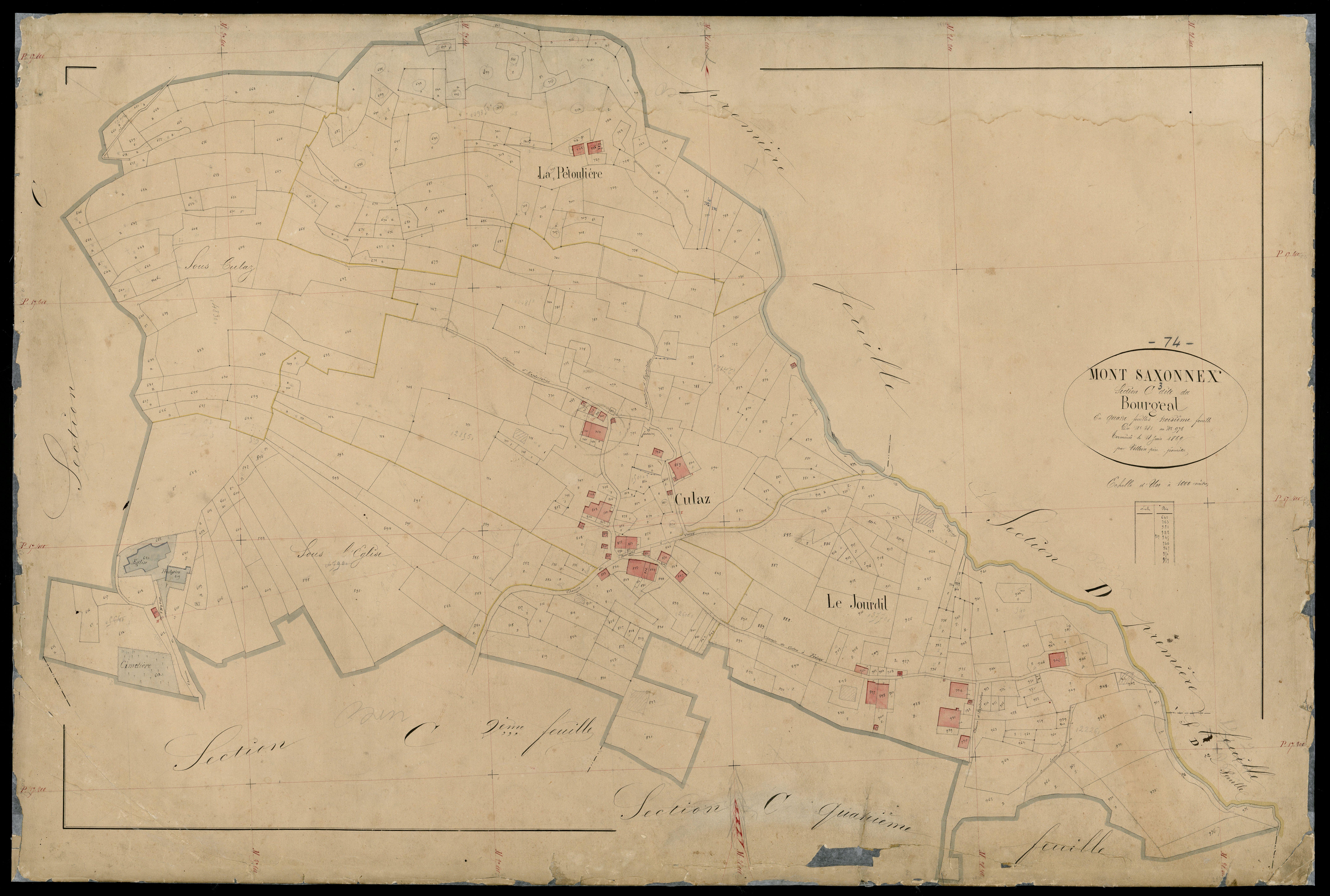 3 P 3 6300 - Feuille n° 4, parcelles n° 977 à 1321 - 15 octobre 1869