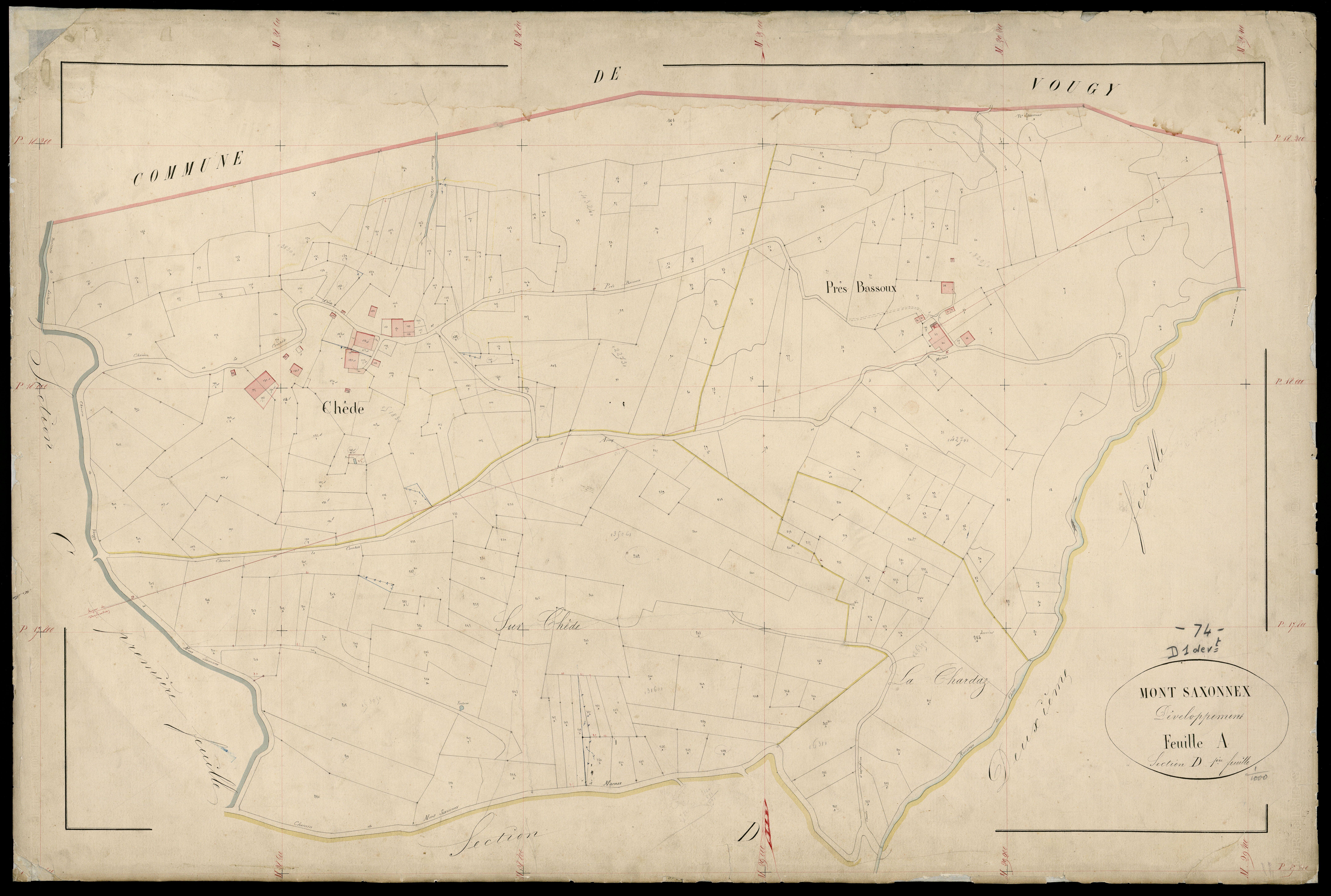 3 P 3 6303 - Feuille n° 2, parcelles n° 460 à 1098 - 15 décembre 1869