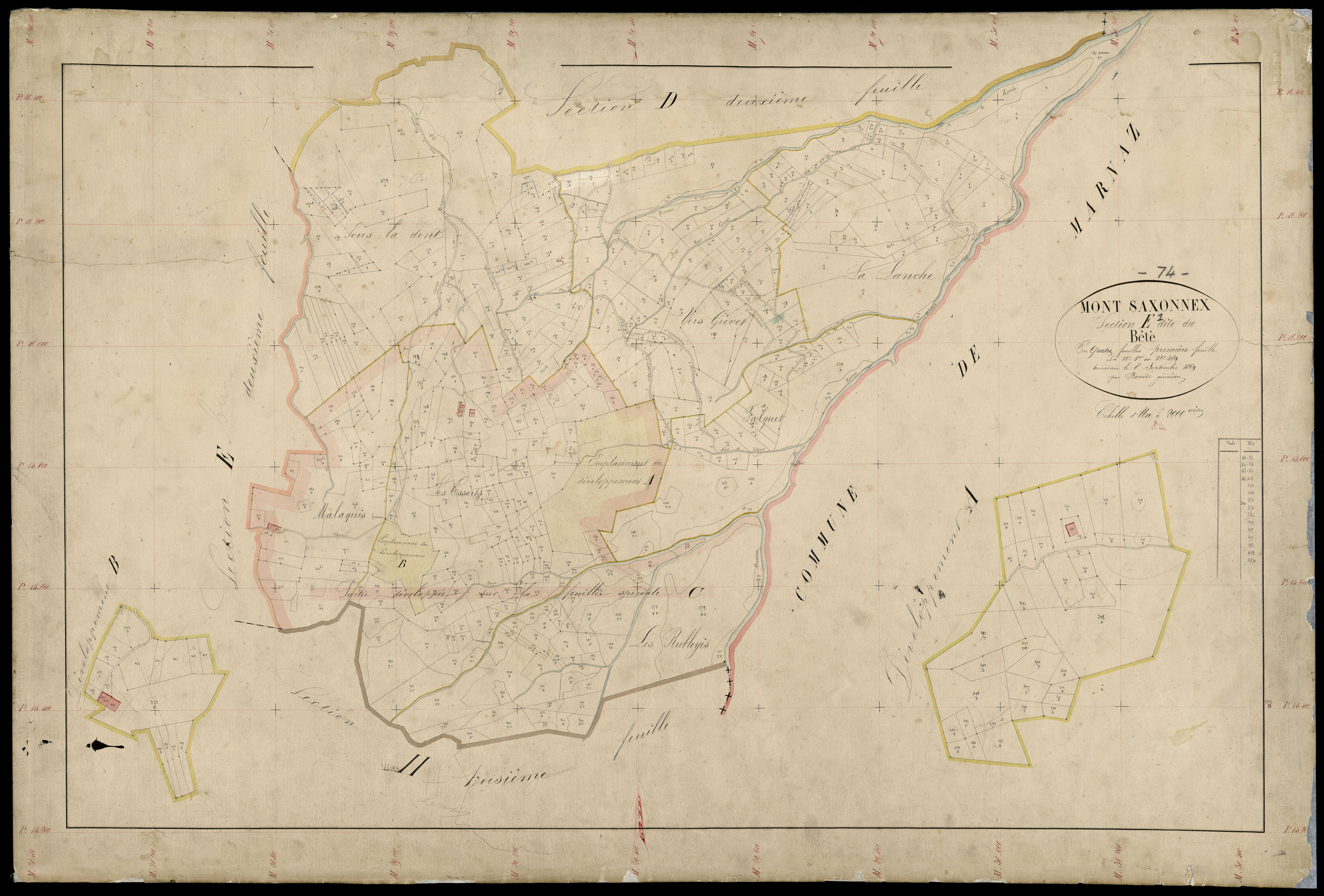 3 P 3 6307 - Feuille n° 2, parcelles n° 490 à 862 - 10 octobre 1869