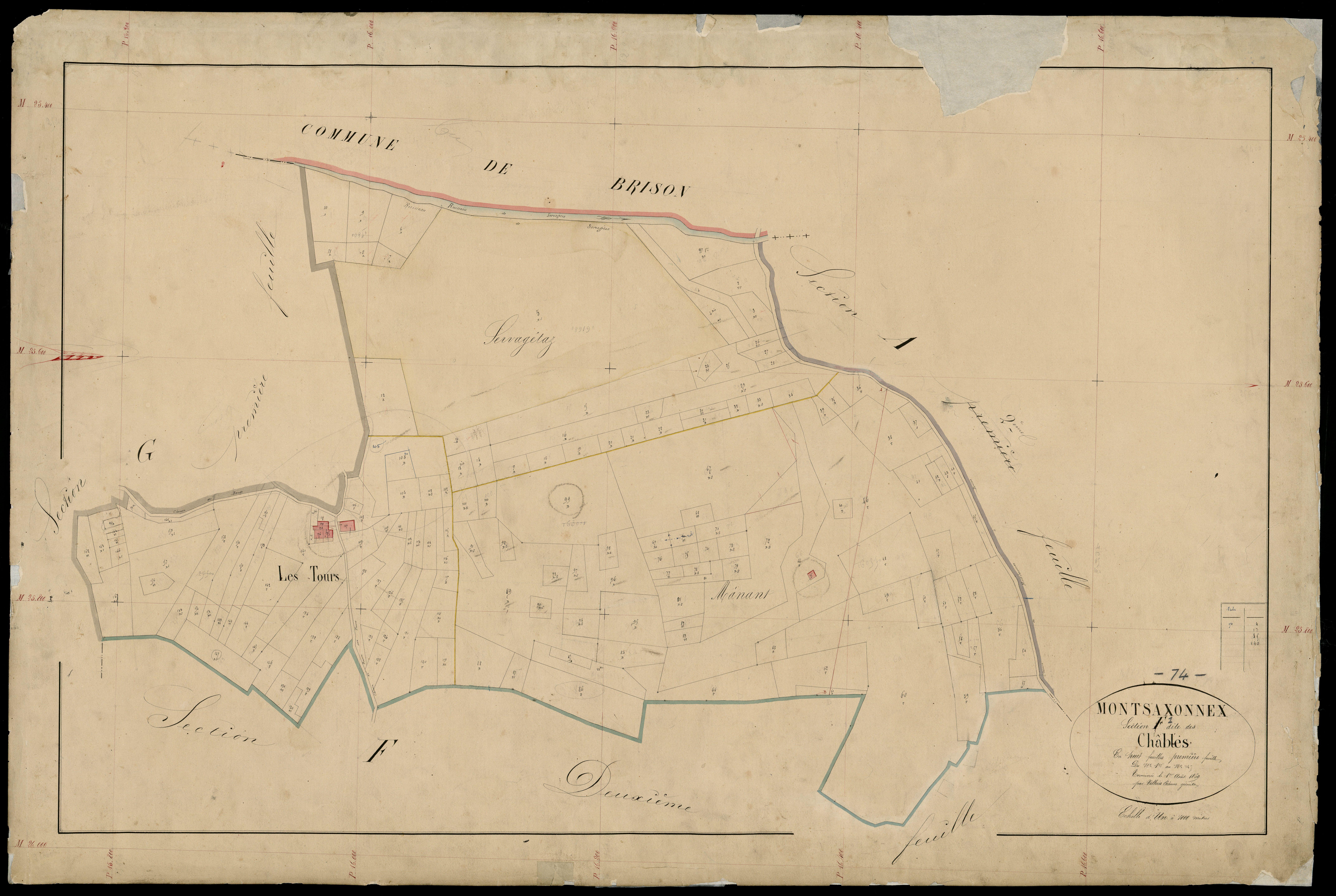 3 P 3 6312 - Feuille n° 2, parcelles n° 168 à 633 - 1er mars 1870
