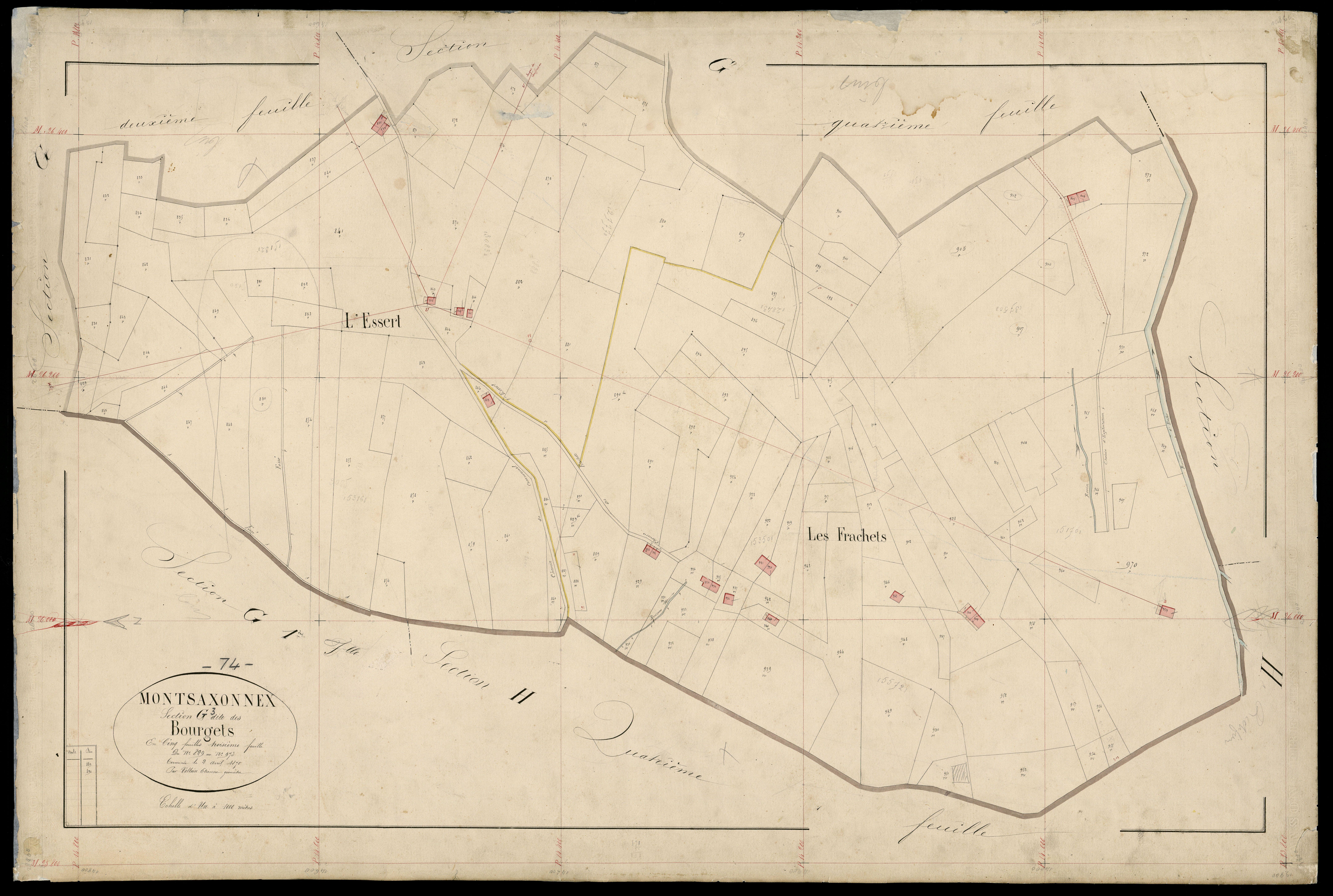 3 P 3 6323 - Feuille n° 4, parcelles n° 974 à 1222 - 1er janvier 1870
