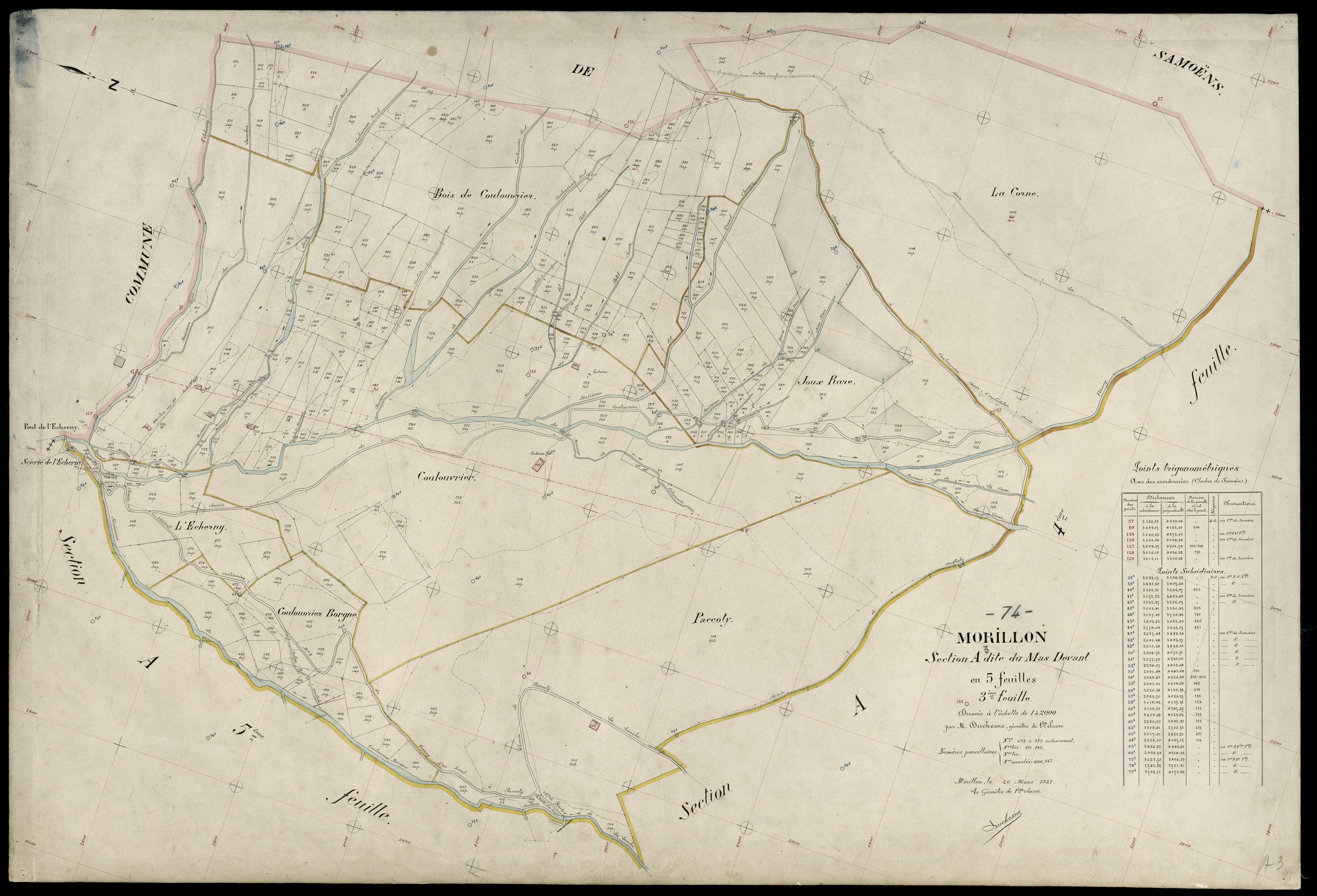 3 P 3 6334 - Feuille n° 4, parcelles n° 976 à 1004 - 26 mars 1921