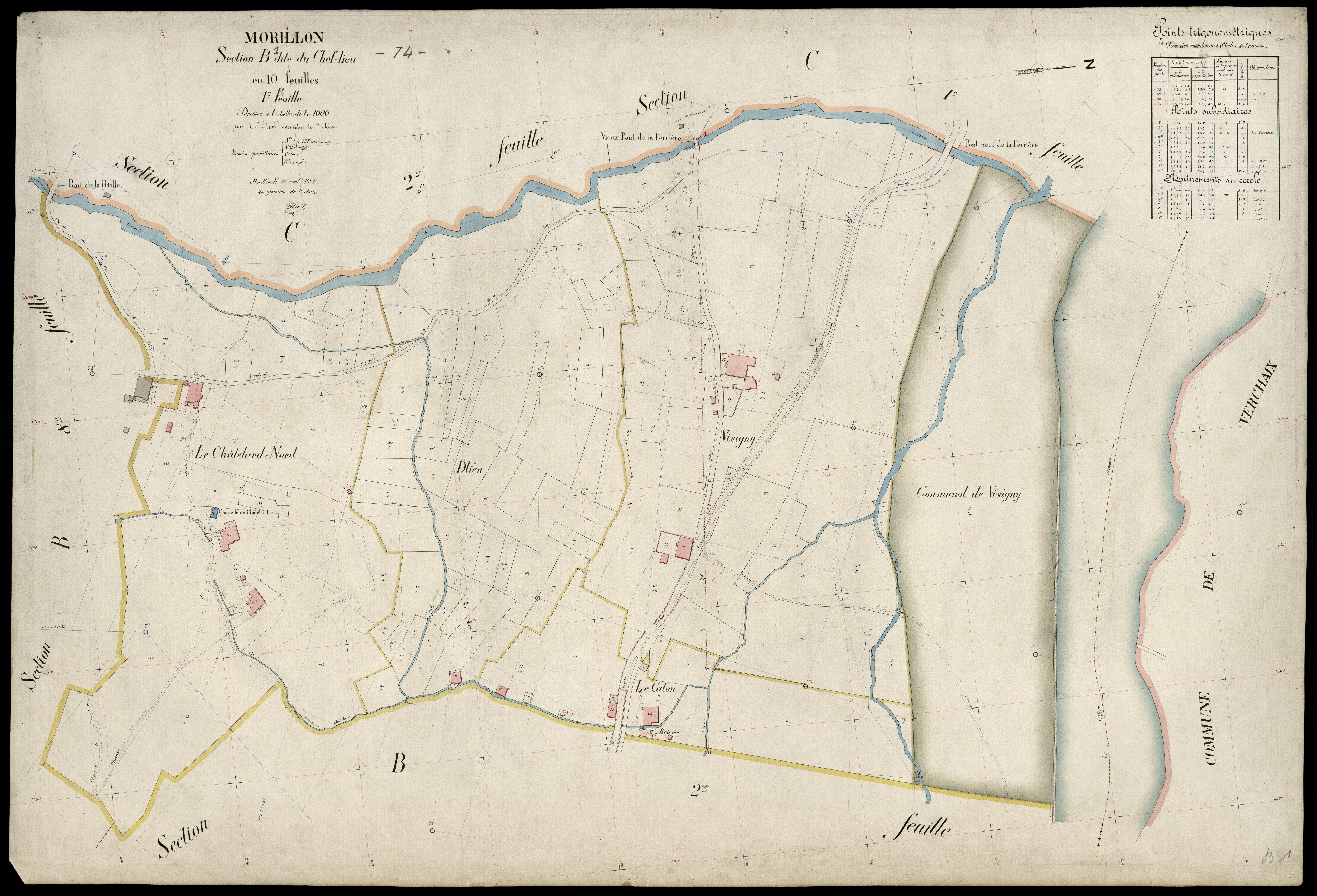 3 P 3 6337 - Feuille n° 2, parcelles n° 19 à 474 - 22 avril 1921
