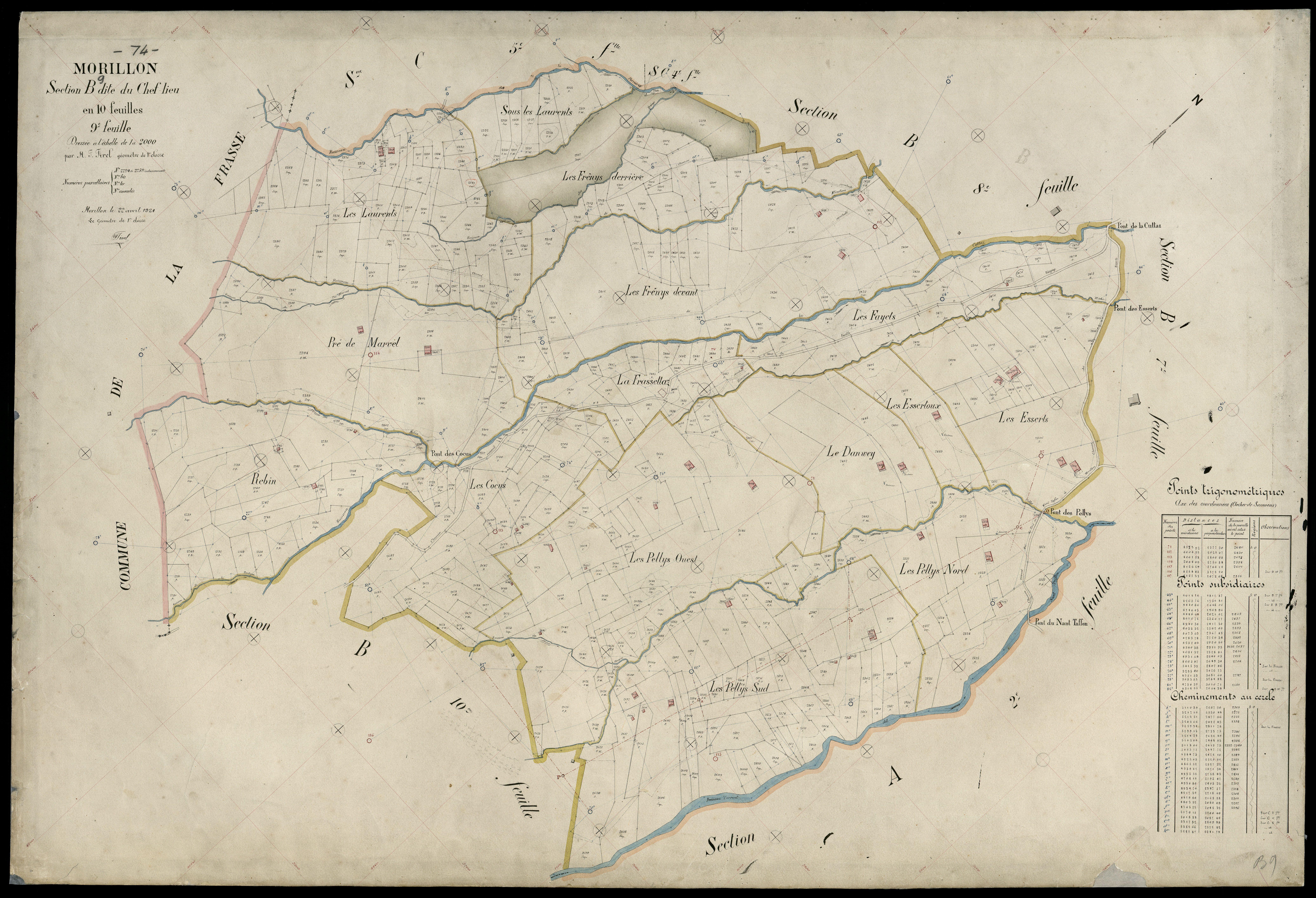 3 P 3 6345 - Feuille n° 10, parcelles n° 2760 à 296 - 22 avril 1921