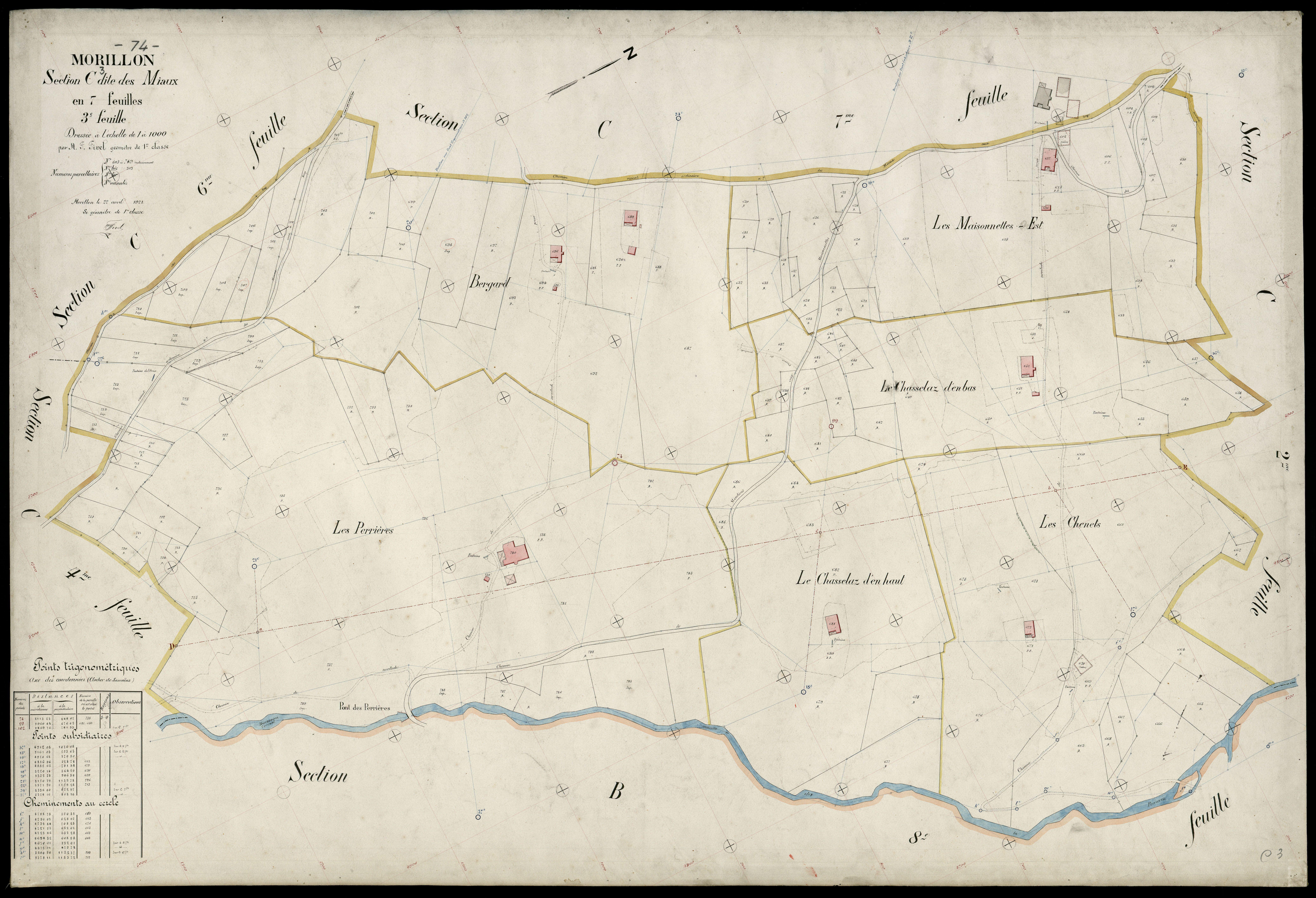 3 P 3 6349 - Feuille n° 4, parcelles n° 70 à 883 - 22 avril 1921